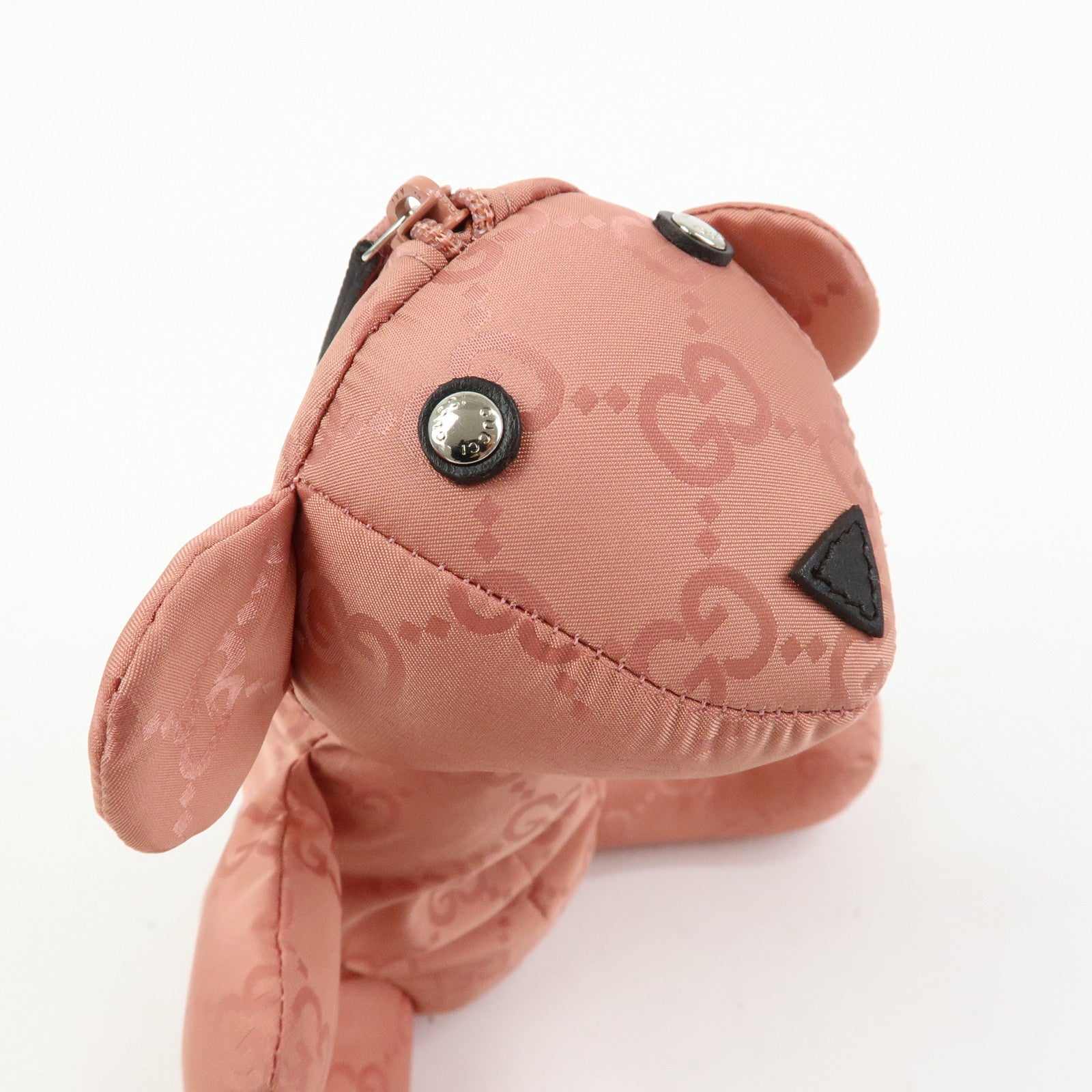 GUCCI Teddy Bear GG Nylon Cosmetic Pouch Bag Charm Pink 223669
