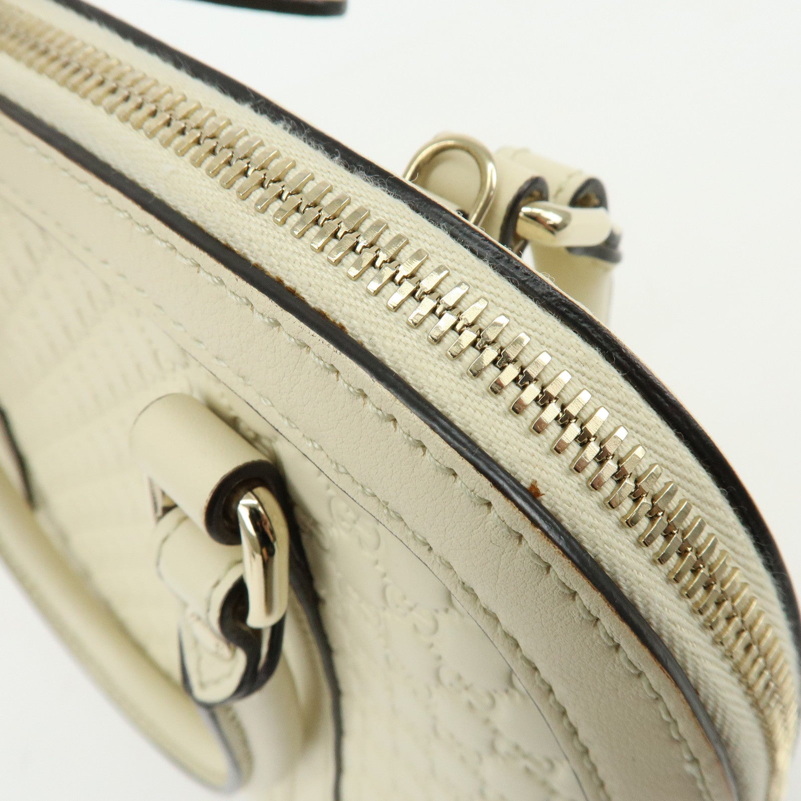 GUCCI Micro Guccissima Leather 2WAY Bag Hand Bag Ivory 449654