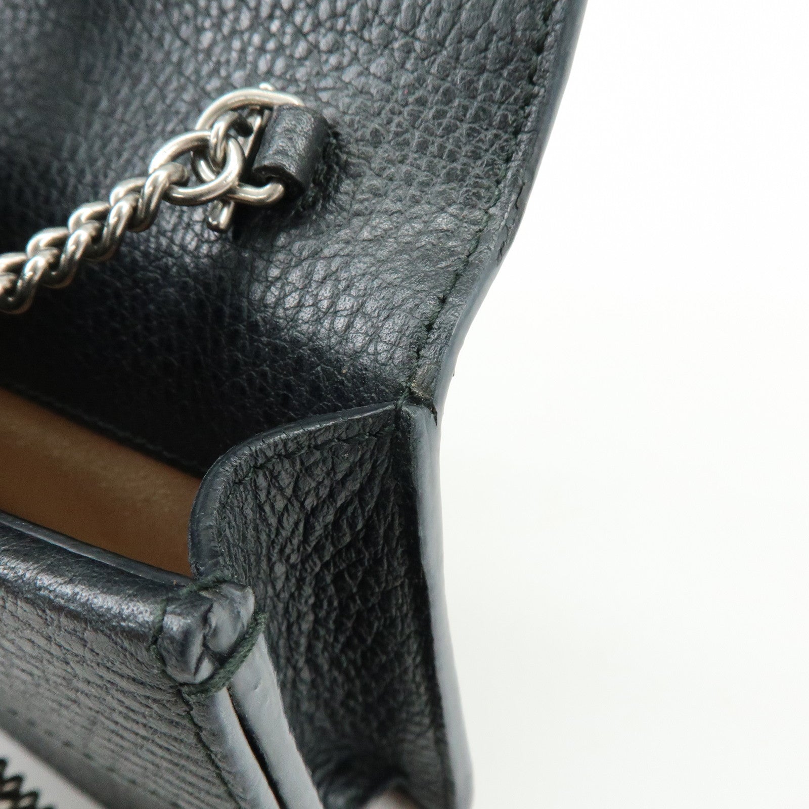 GUCCI Dionysus Super Mini Bag Leather Chain Shoulder Bag Black