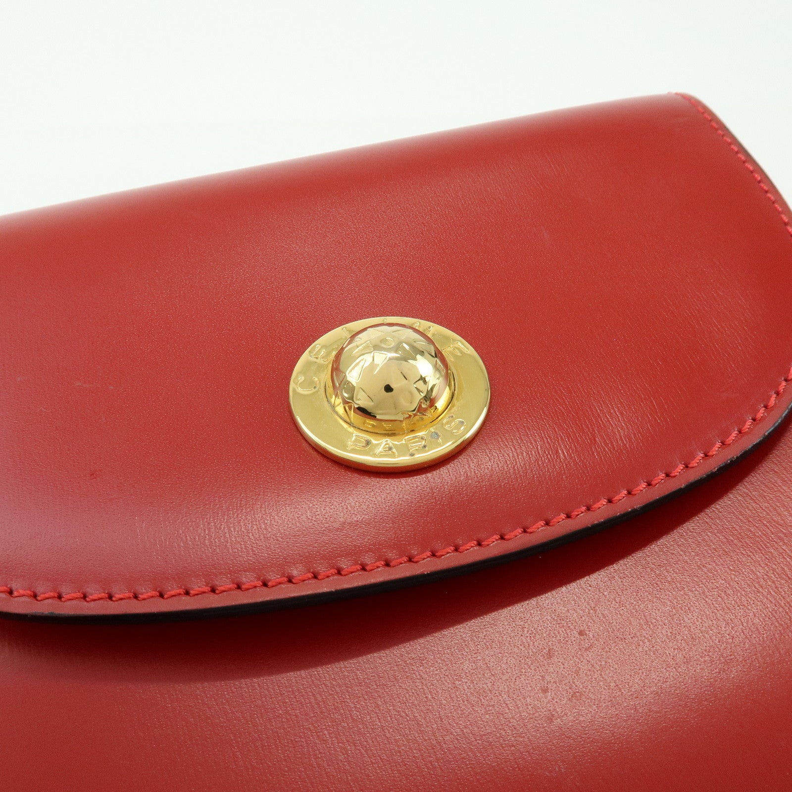 CELINE Starball Leather Chain Shoulder Bag Crossbody Bag Red