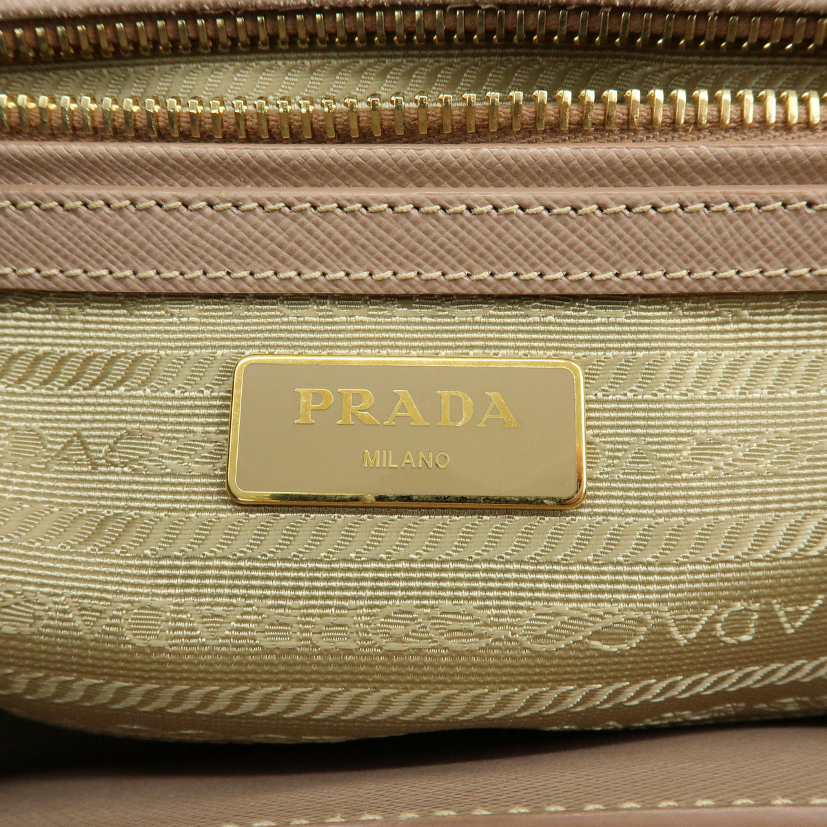 PRADA Triangle Logo Galleria Saffiano Leather 2Way Bag Beige BN1801