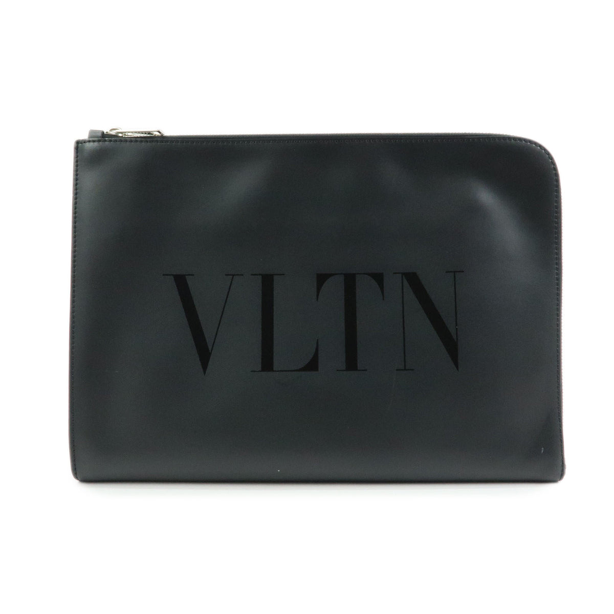 VALENTINO GARAVANI Leather Clutch Bag Flat Pouch Black