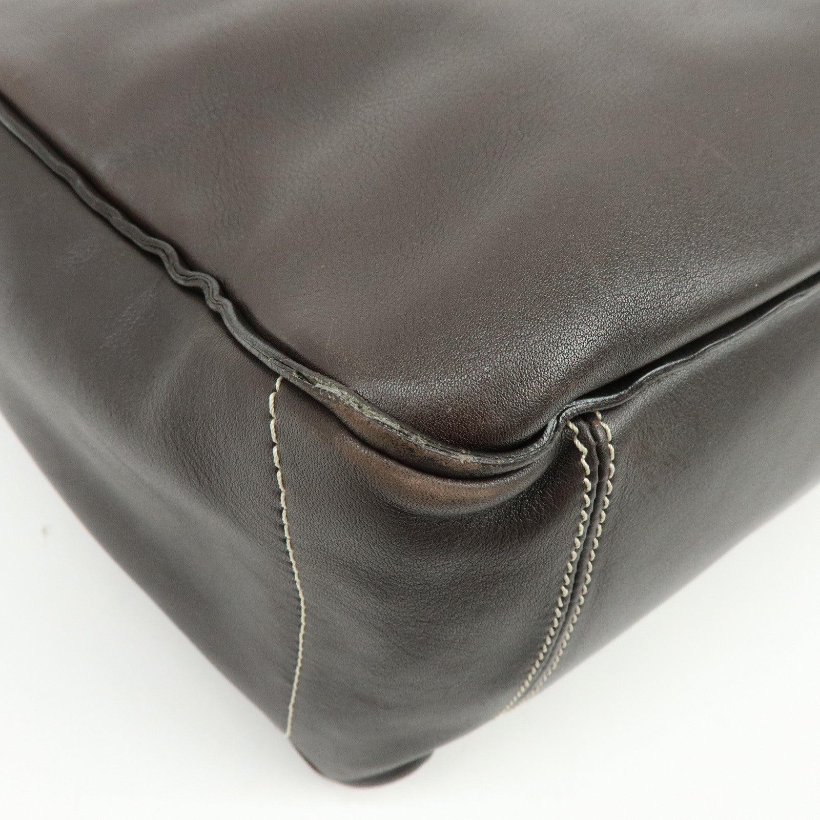 CELINE Macadam Boogie Bag Hand Bag Tote Bag Brown White Sticth