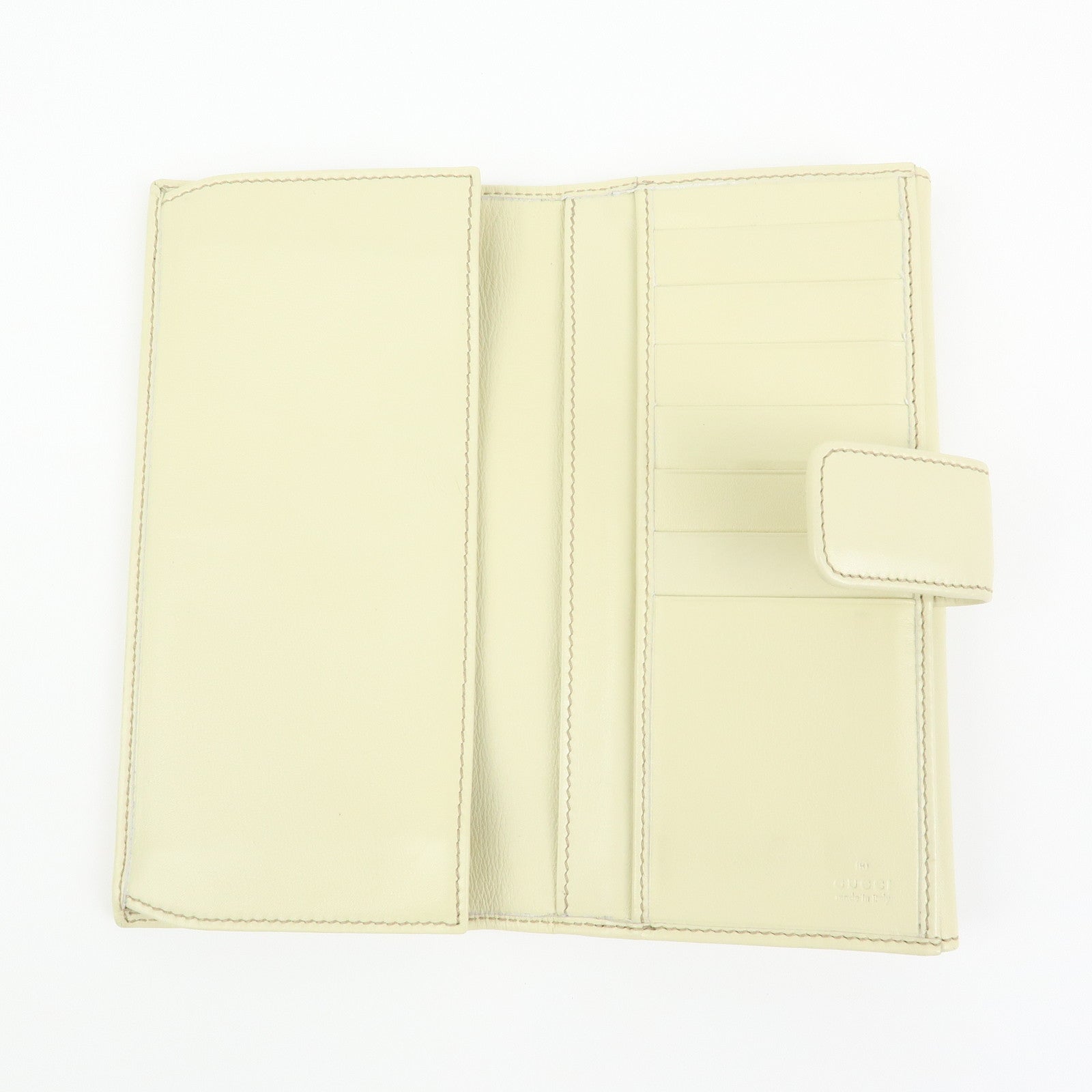 GUCCI Interlocking G Leather W Hook Long Wallet Ivory 162360
