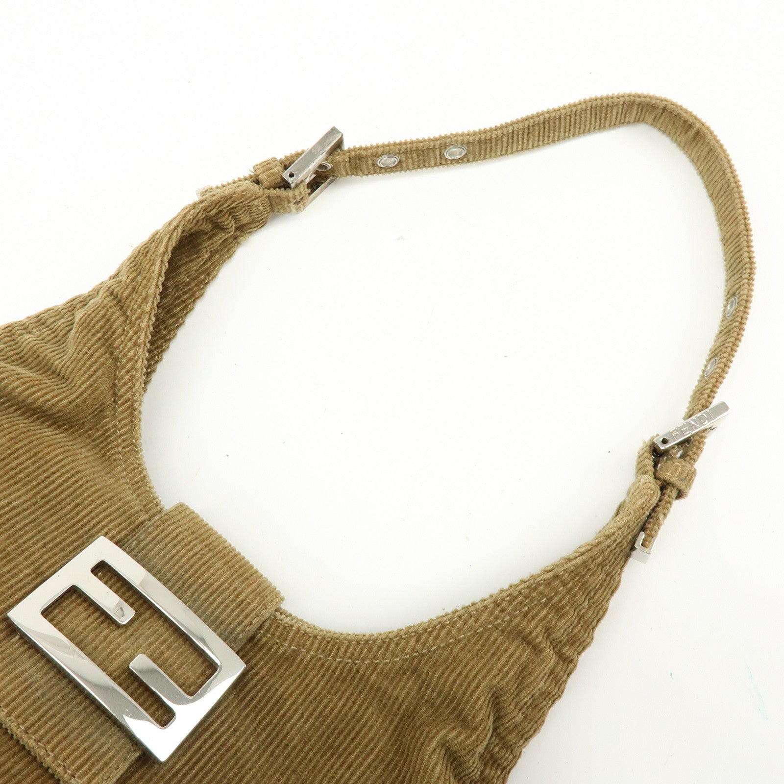 FENDI Corduroy Shoulder Bag Hand Bag Light Brown 26686