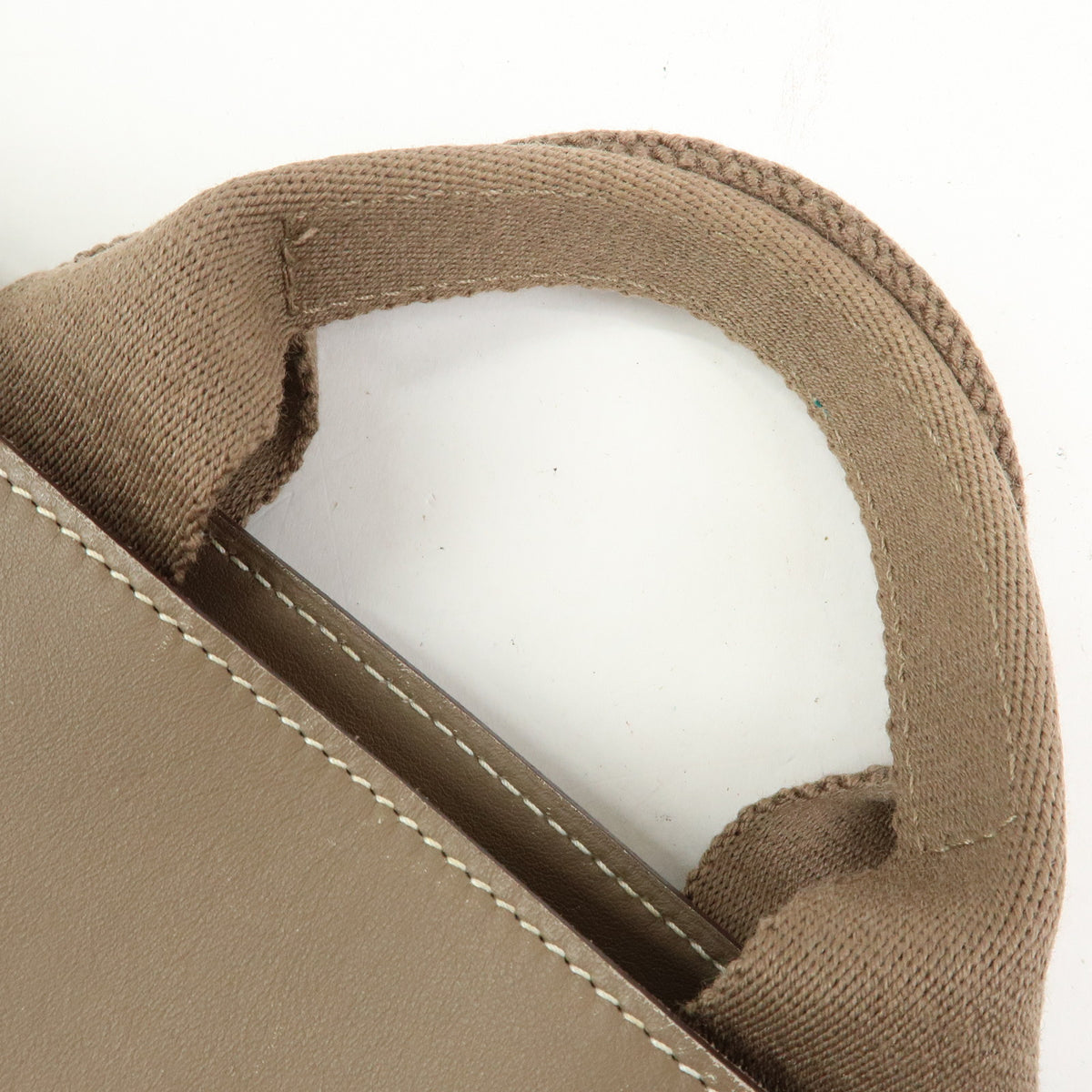 HERMES Valparaiso Long PM Calf Skin Tote Bag Hand Bag Etoupe