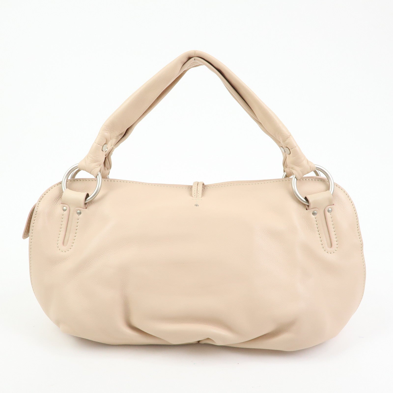 CELINE Bittersweet Leather Shoulder Bag Hand Bag Pink Beige
