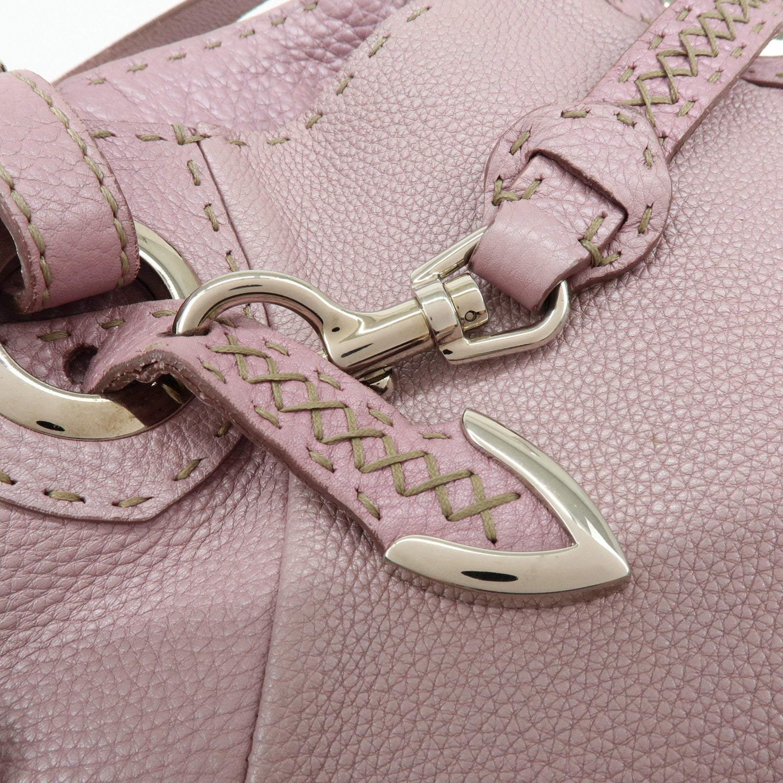 FENDI Selleria Leather Shoulder Bag Hand Bag Purple 8BR595