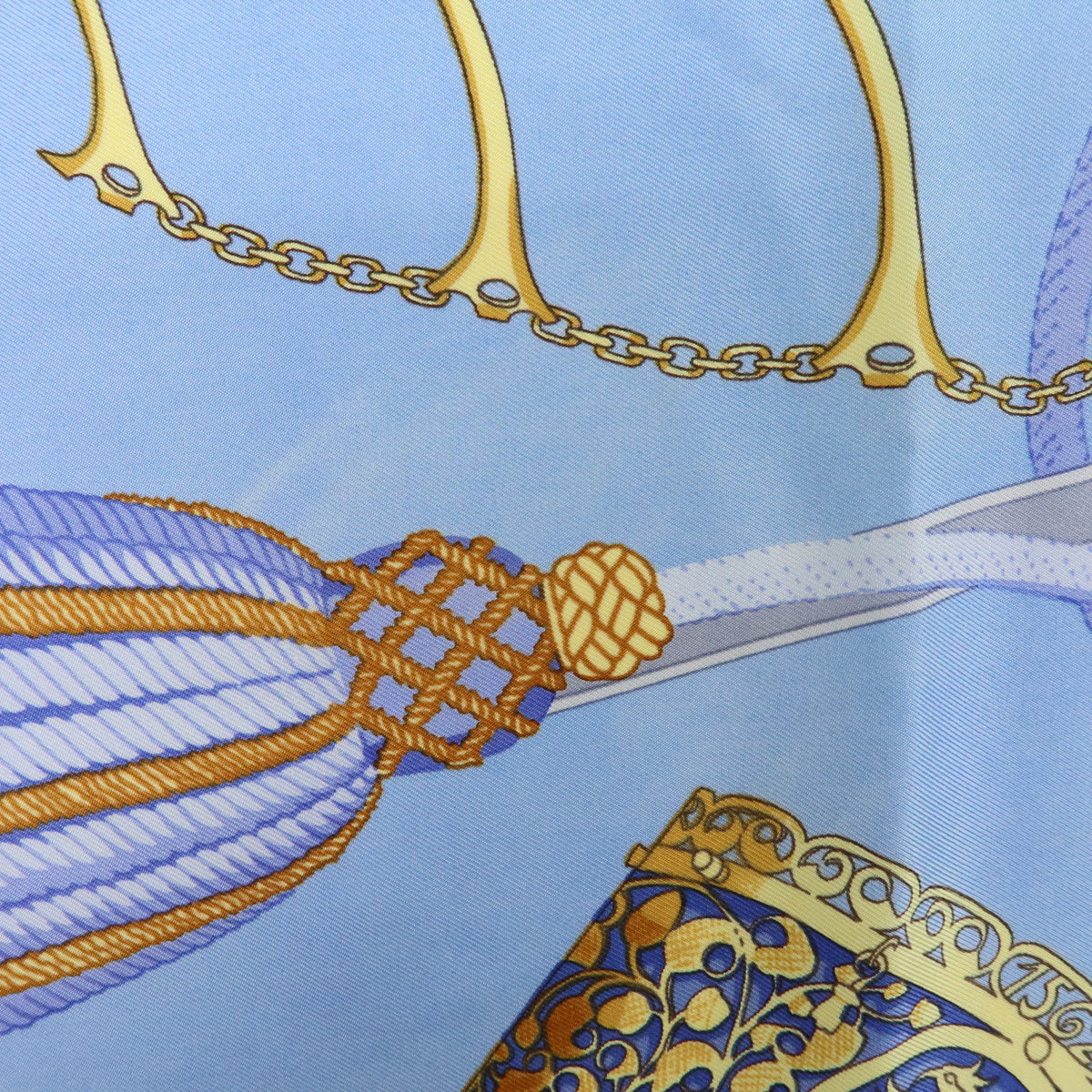 HERMES Carre 90 Lot of 3 Silk 100% Scarf Navy Light Blue Gold