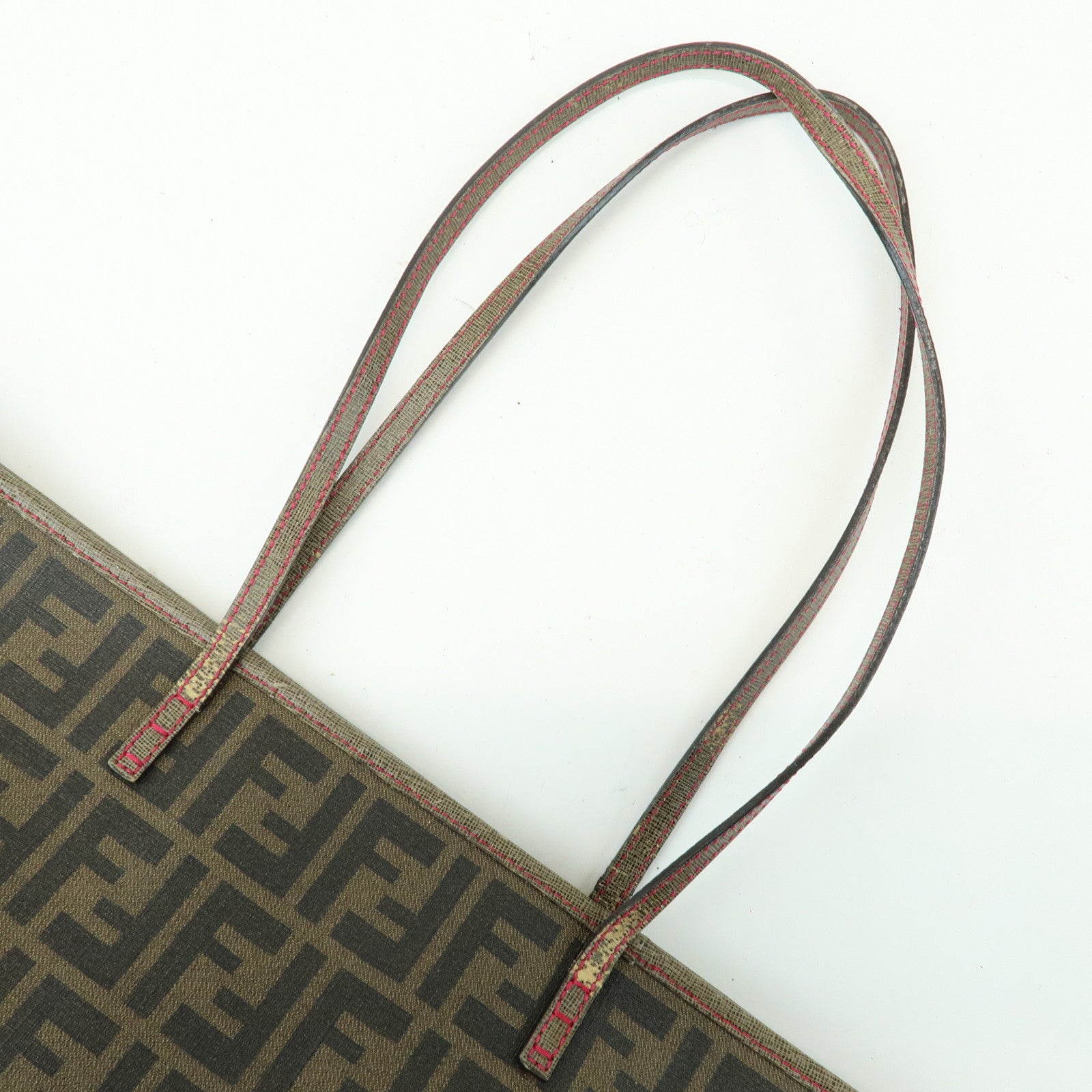 FENDI Zucca PVC Leather Tote Bag Shoulder Bag Hand Bag Brown 8BH185