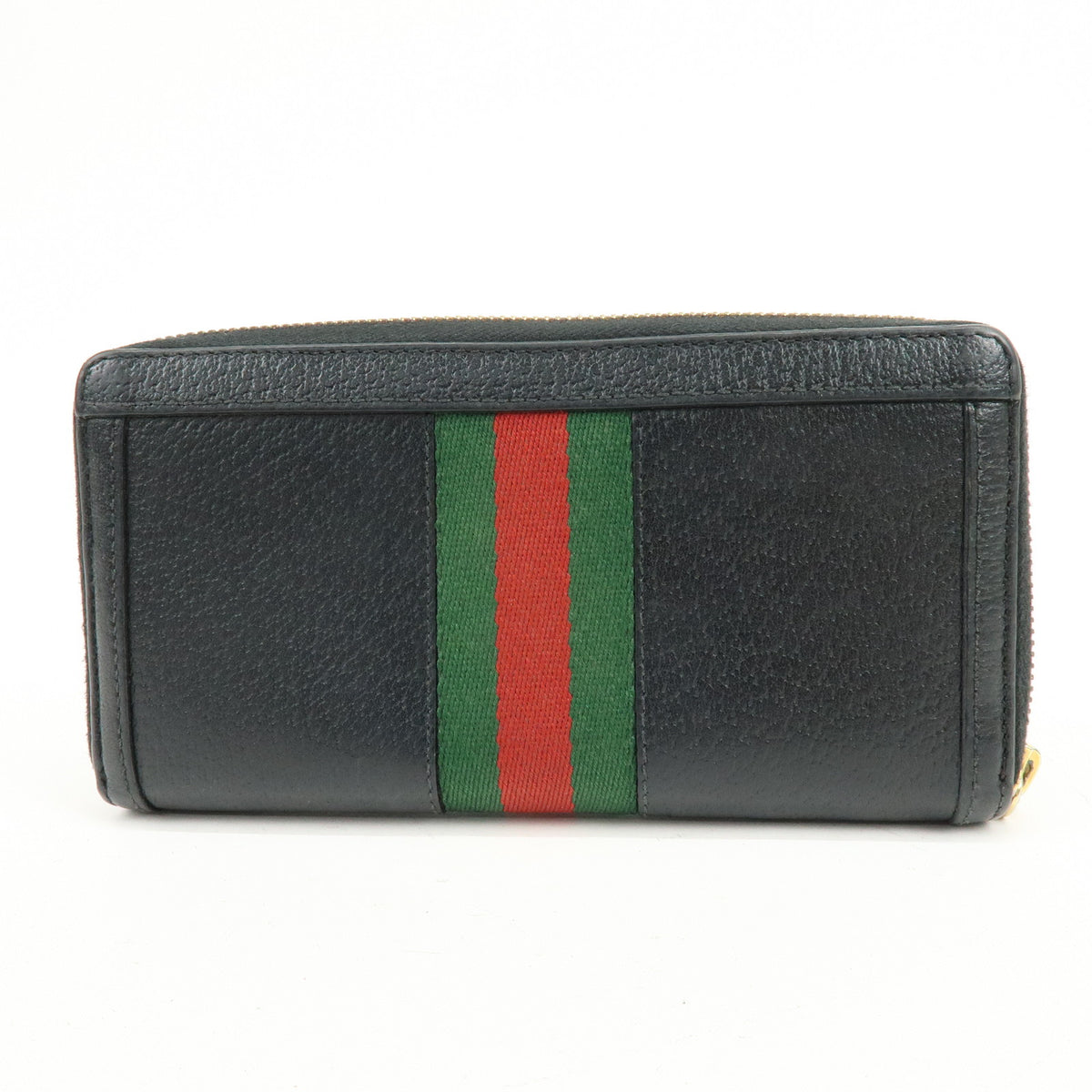 GUCCI Ophidia Sherry Double G Leather Round Zippy Wallet Black 523154