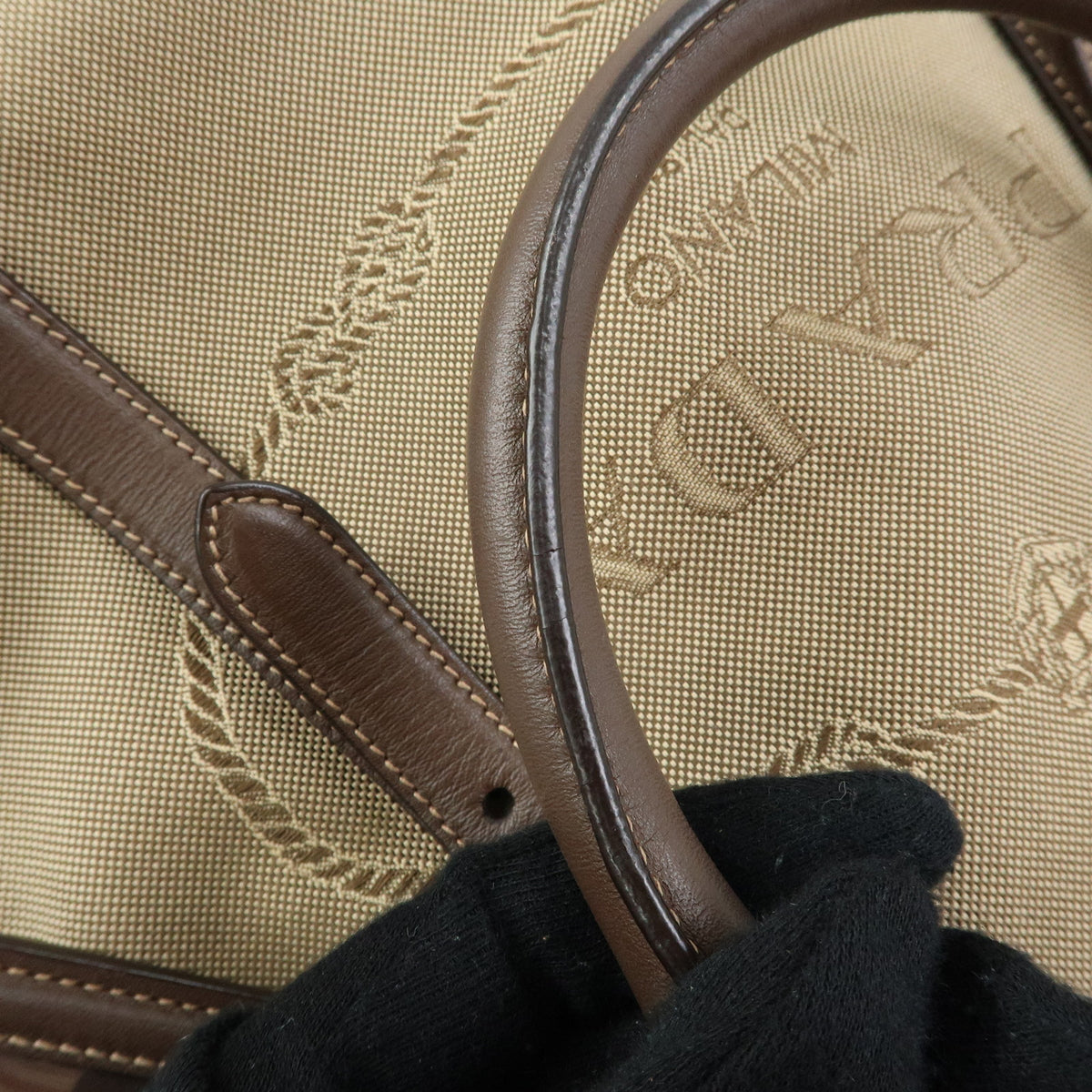 PRADA Triangle Logo Jacquard Canvas Leather 2Way Bag Hand Bag BN2832