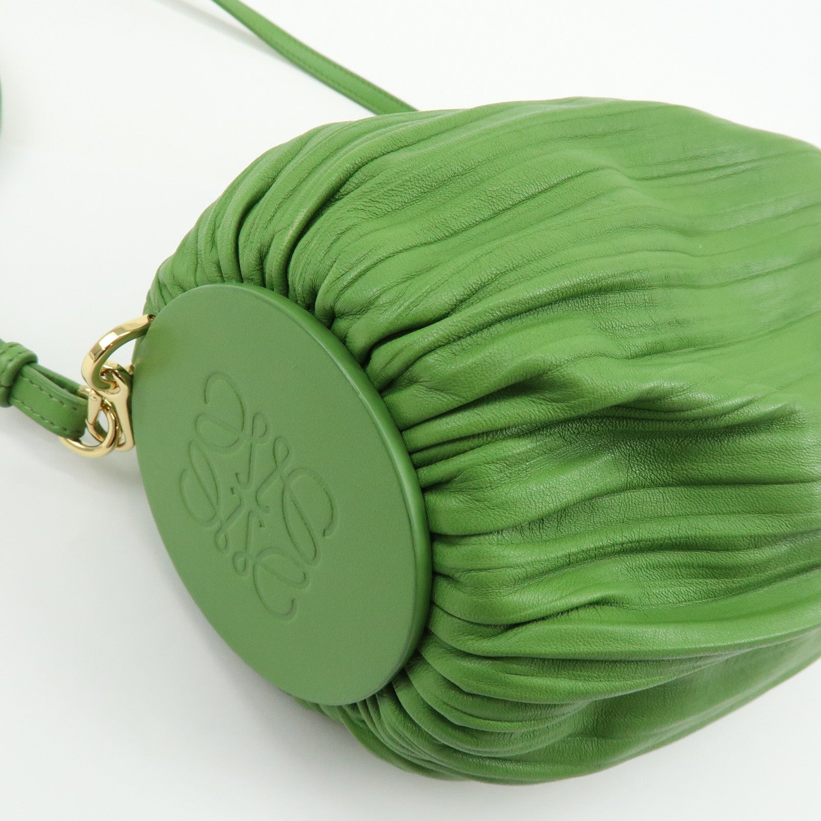 LOEWE Anagram Nappa Leather Shoulder Bag Bracelet Pouch Green