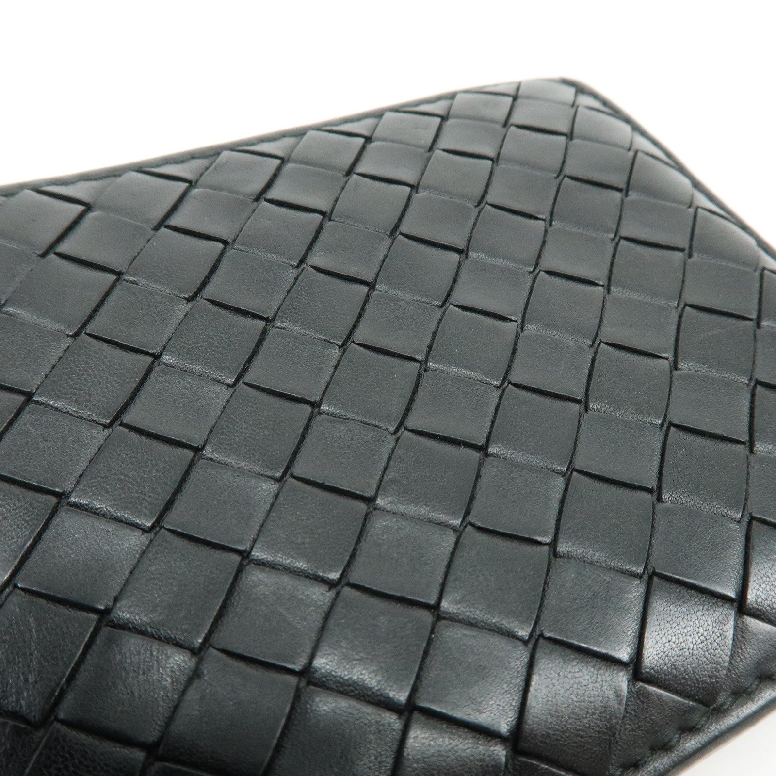 Bottega Veneta Intrecciato Leather Bi-fold Comact Wallet Black 193642