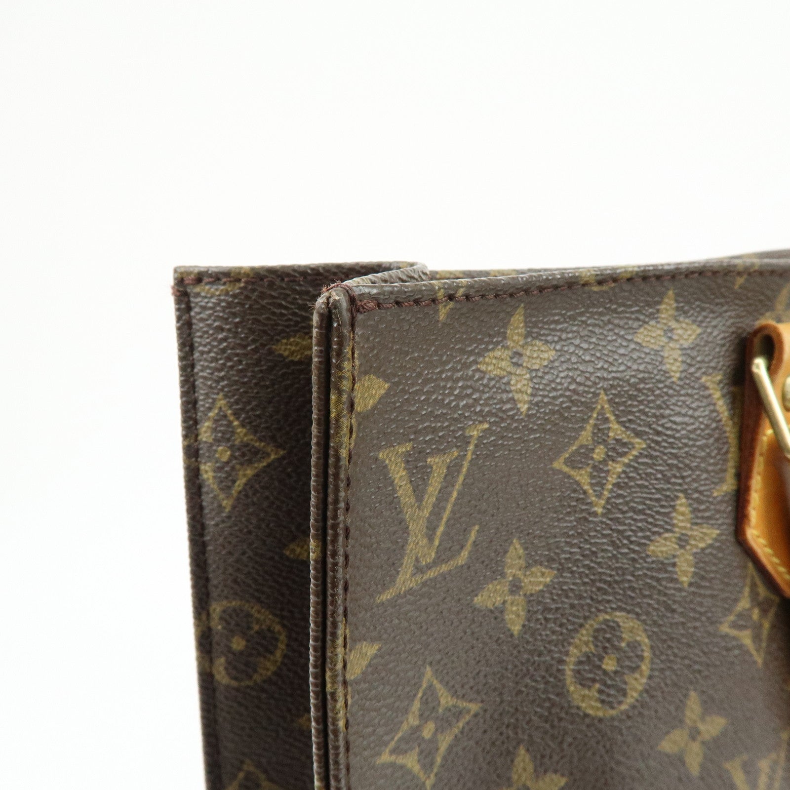 Louis Vuitton Monogram Sac Plat Tote Bag Hand Bag Brown M51140
