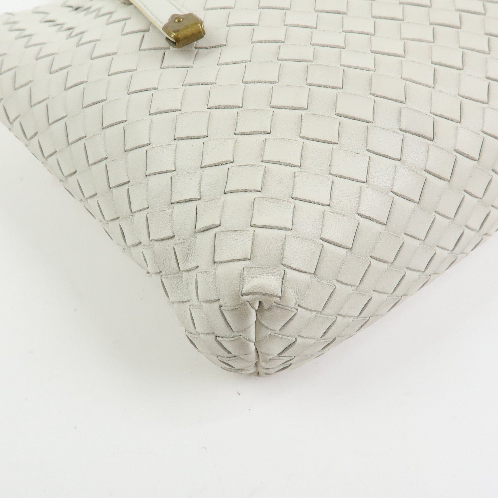 BOTTEGA VENETA Intrecciato Leather Hand Bag Mini Tote Bag White 162937