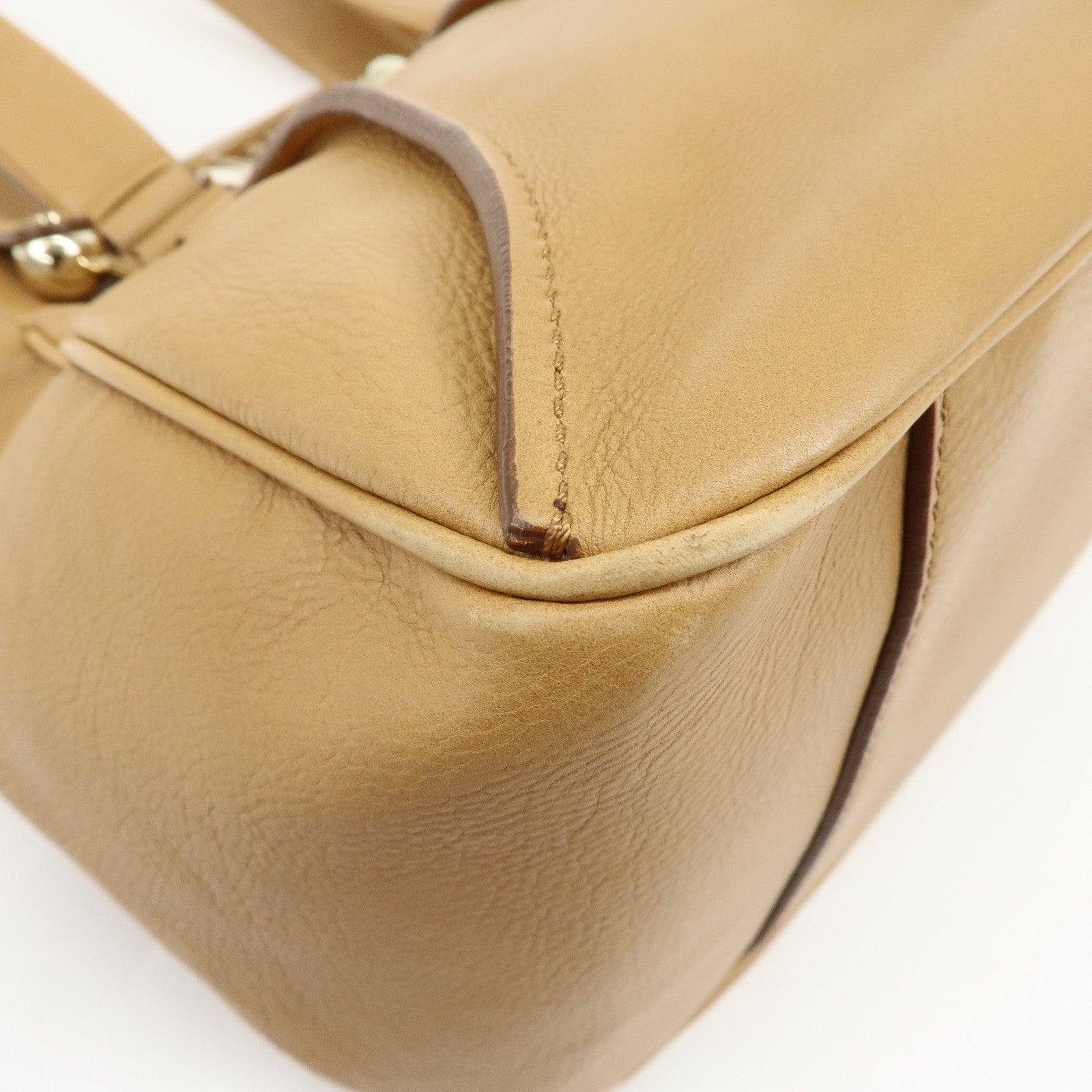 CELINE Blossom Leather Hand Bag Shoulder Bag Beige