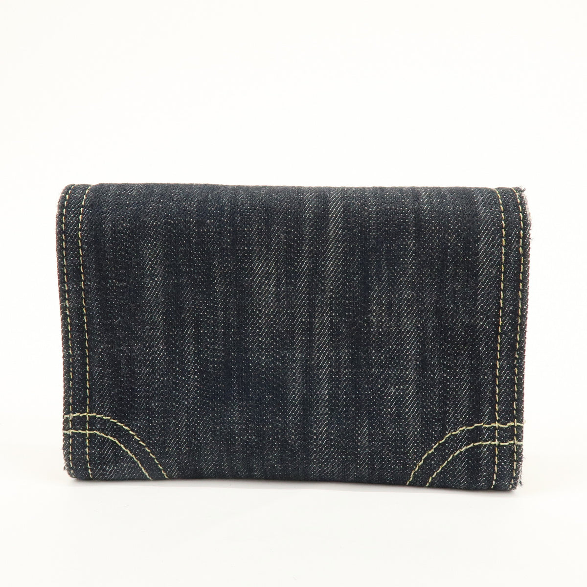 CHANEL COCO Mark Denim Long Wallet Indigo Blue Gold A31991