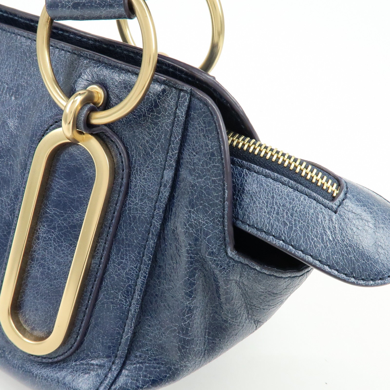 Chloe See by Chloe Paige Leather Small 2Way Hand Bag Shoulder Bag Blue