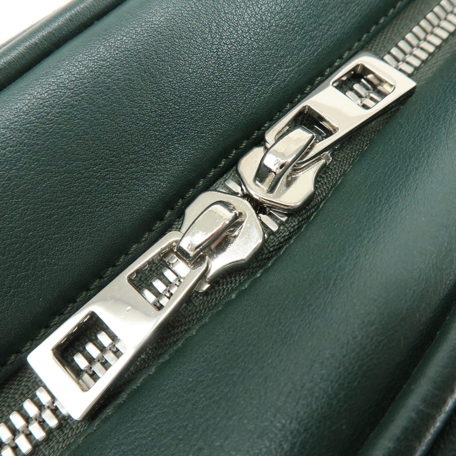 LOEWE Anagram Amazona Leather Boston Bag Hand Bag Dark Green