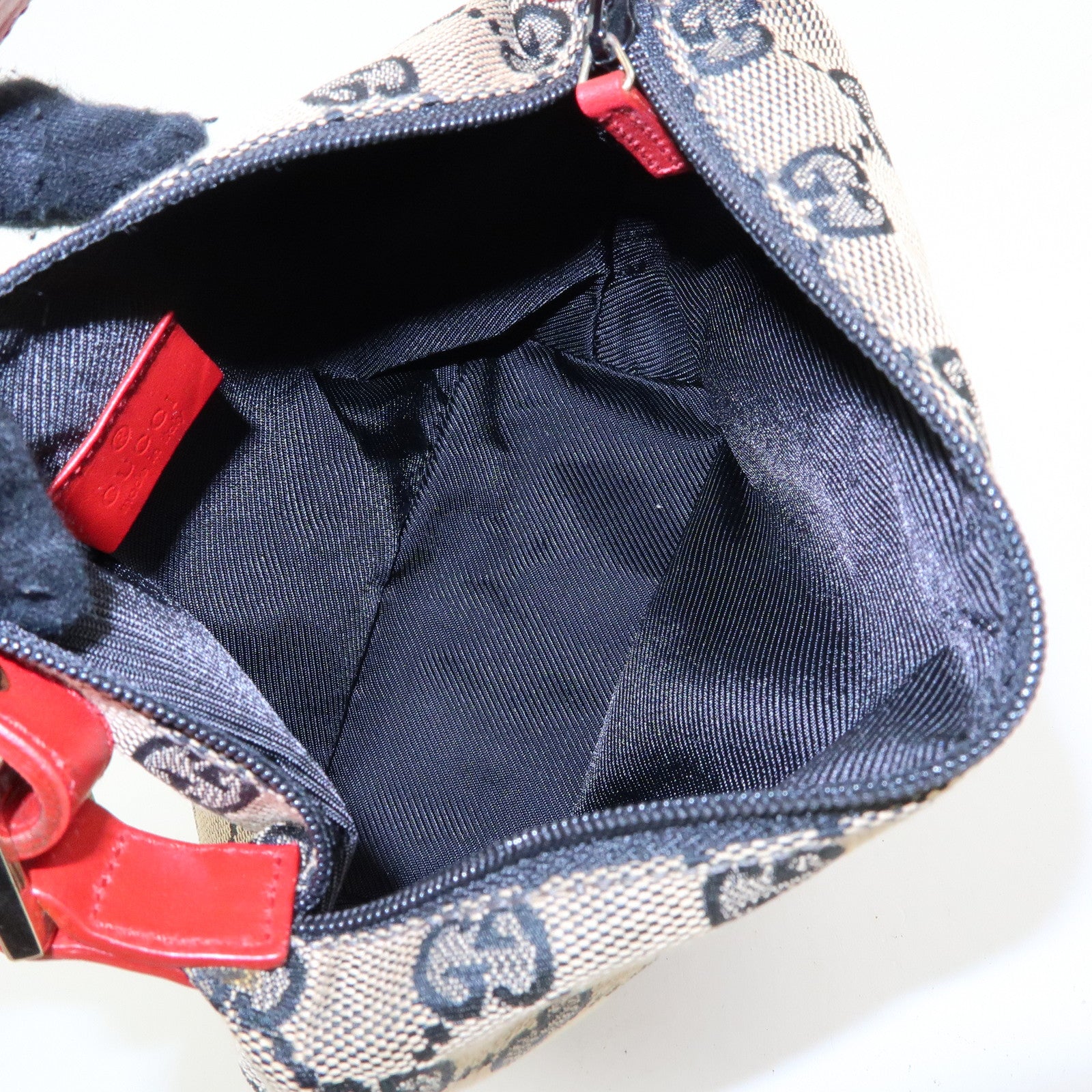 GUCCI GG Canvas Leather Vanity Accessory Pochette Mini Pouch 0391147