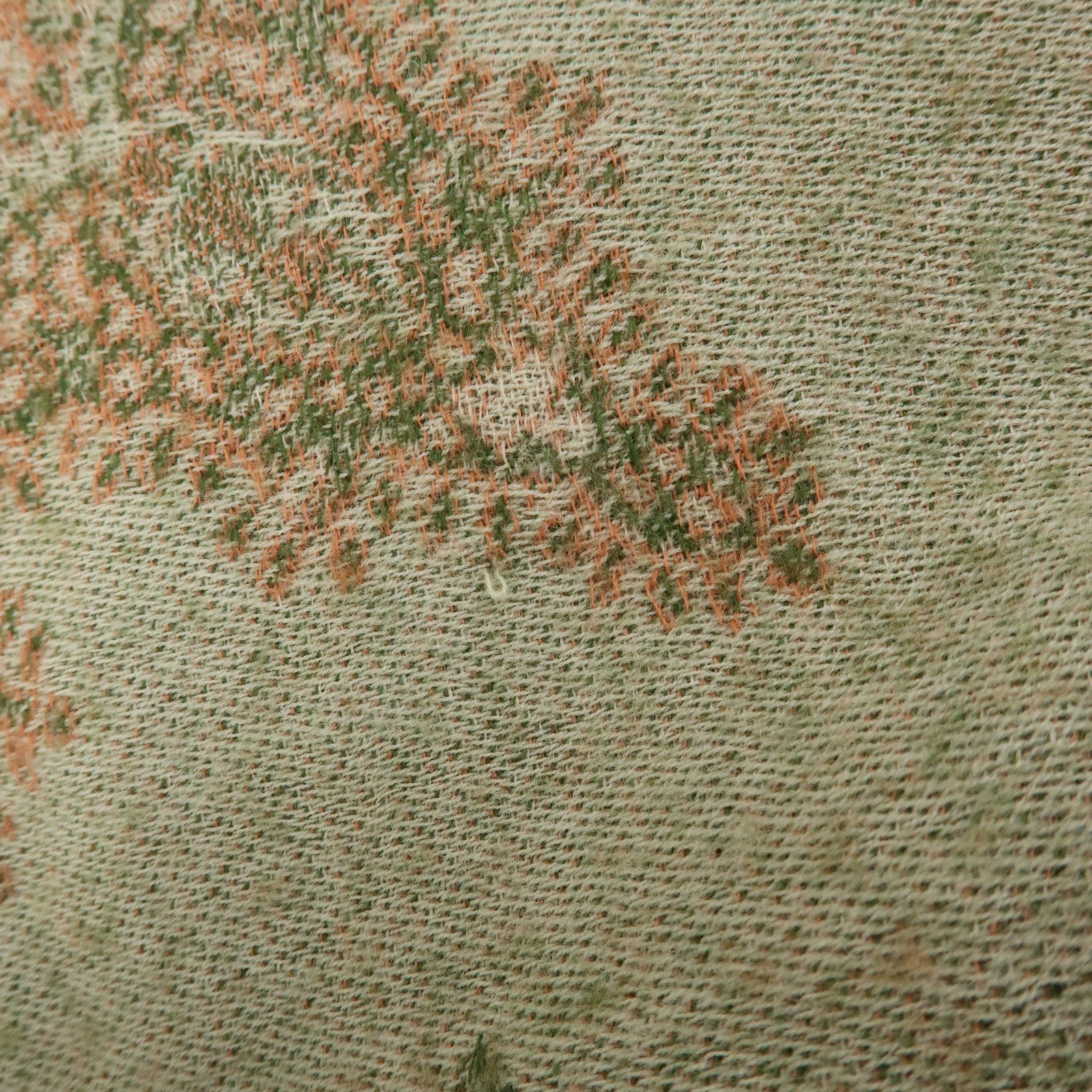 Christian Dior Wool 100% Scarf Paisley Stole Green Coral