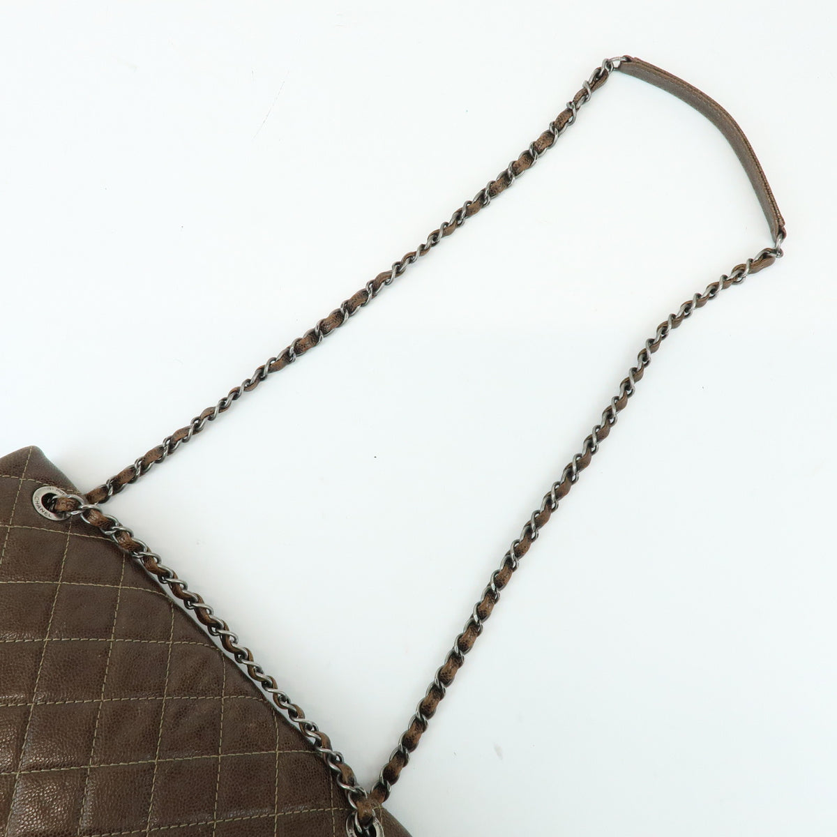 CHANEL Matelasse COCO Mark Caviarskin Chain Shoulder Bag Bronze