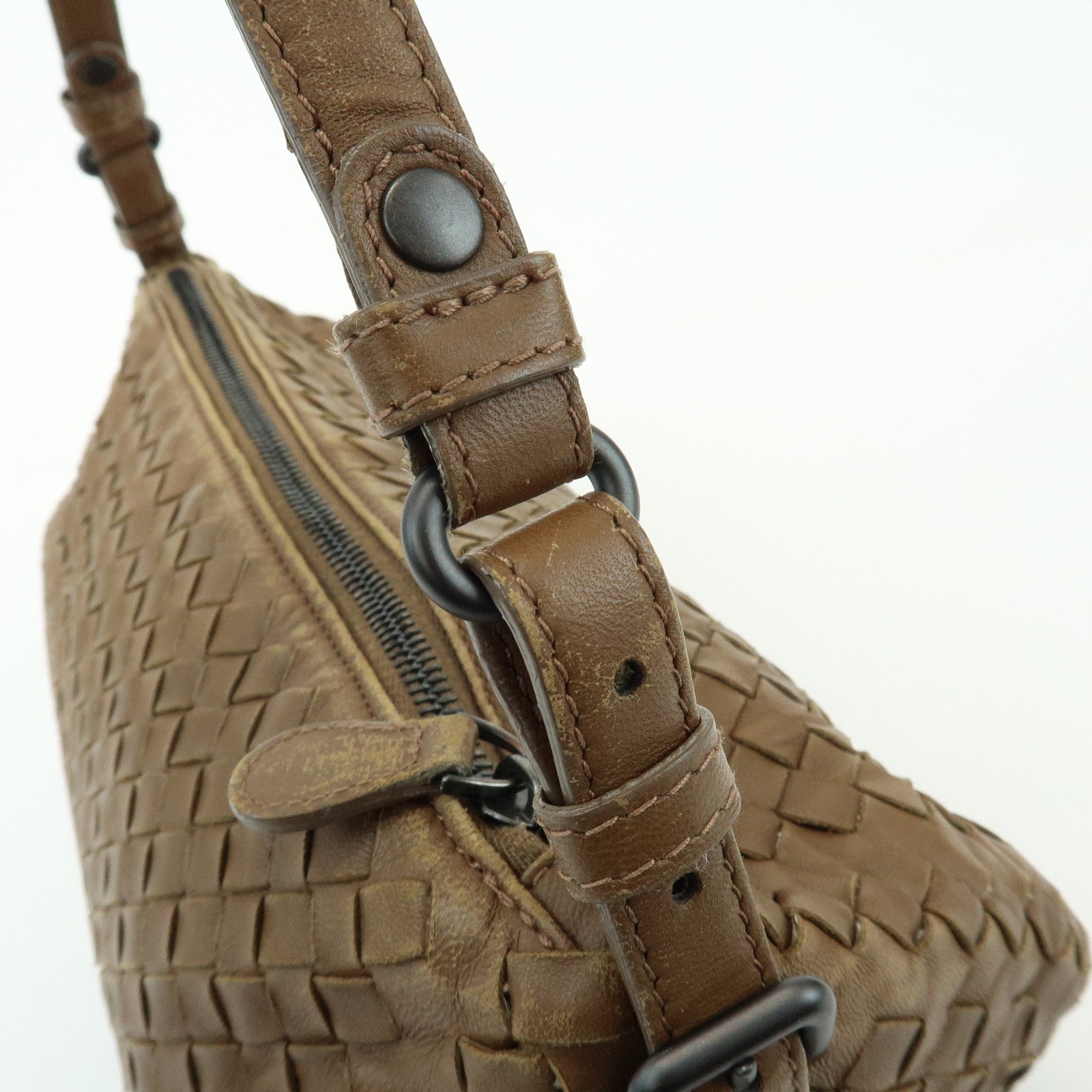 BOTTEGA VENETA Intrecciato Leather Hand Bag Shoulder Bag Mocha Brown