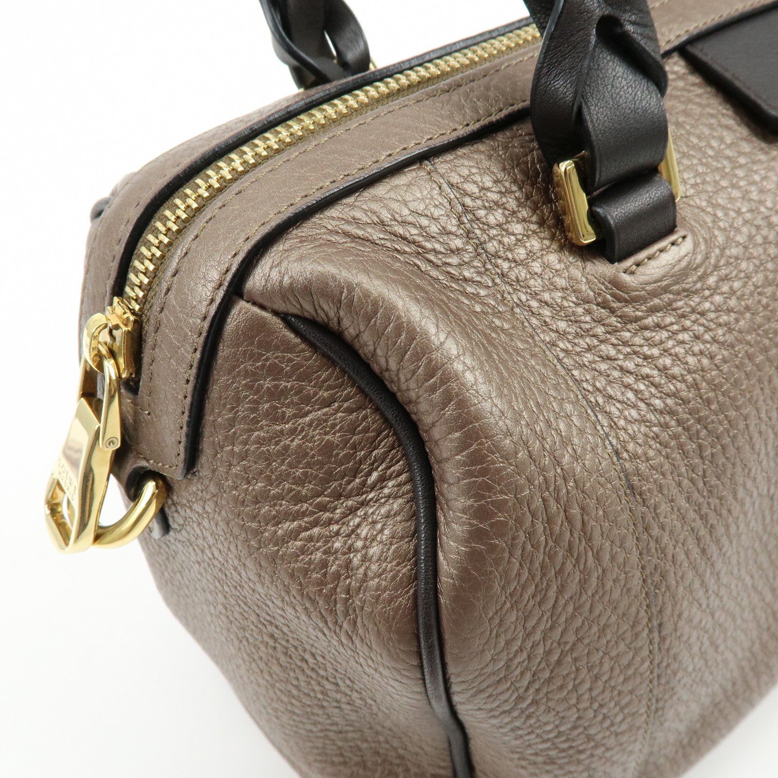 LOEWE Anagram Leather 2Way Bag Hand Bag Boston Bag Bronze