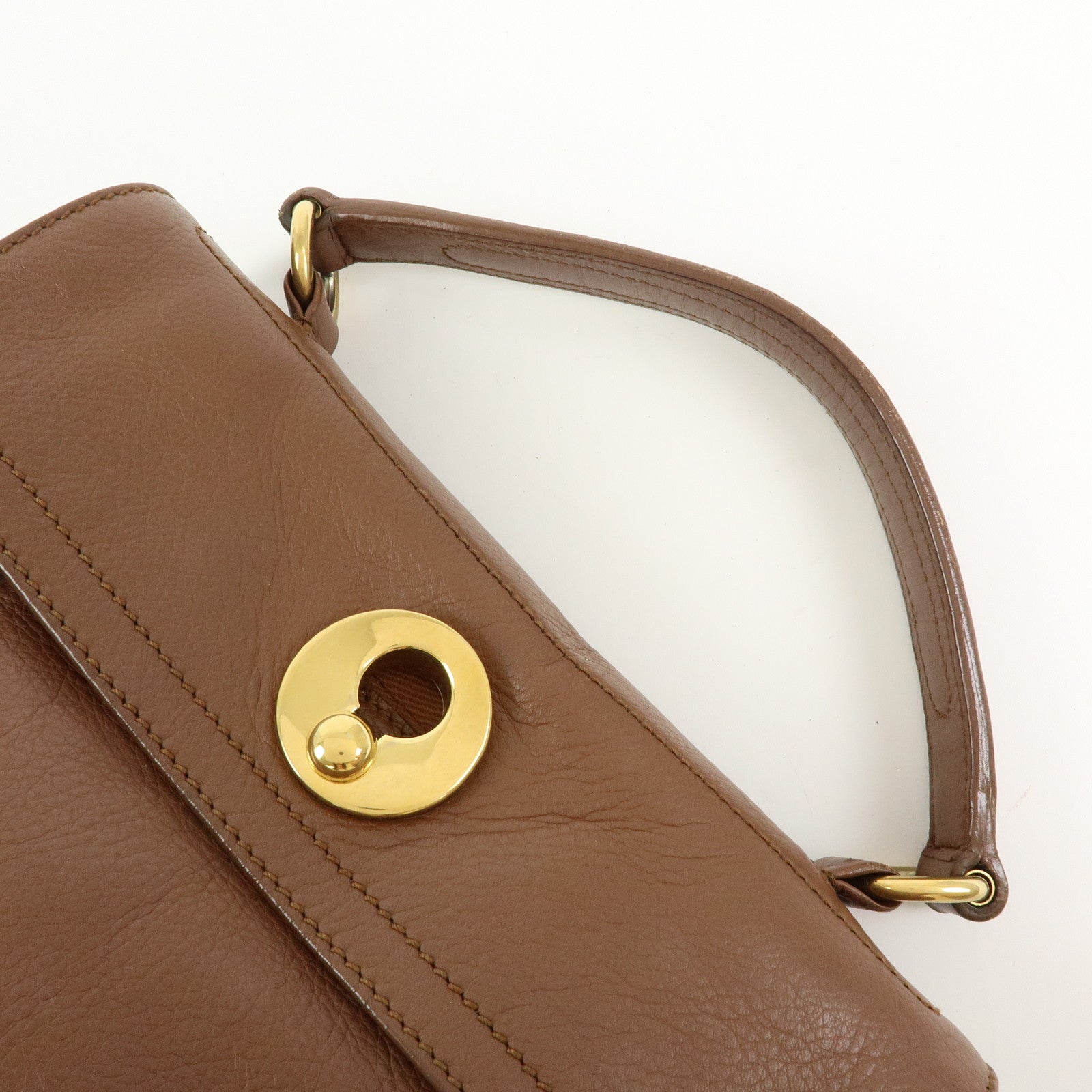 SAINT LAURENT PARIS Muse Two Leather Hand Bag Brown 289278