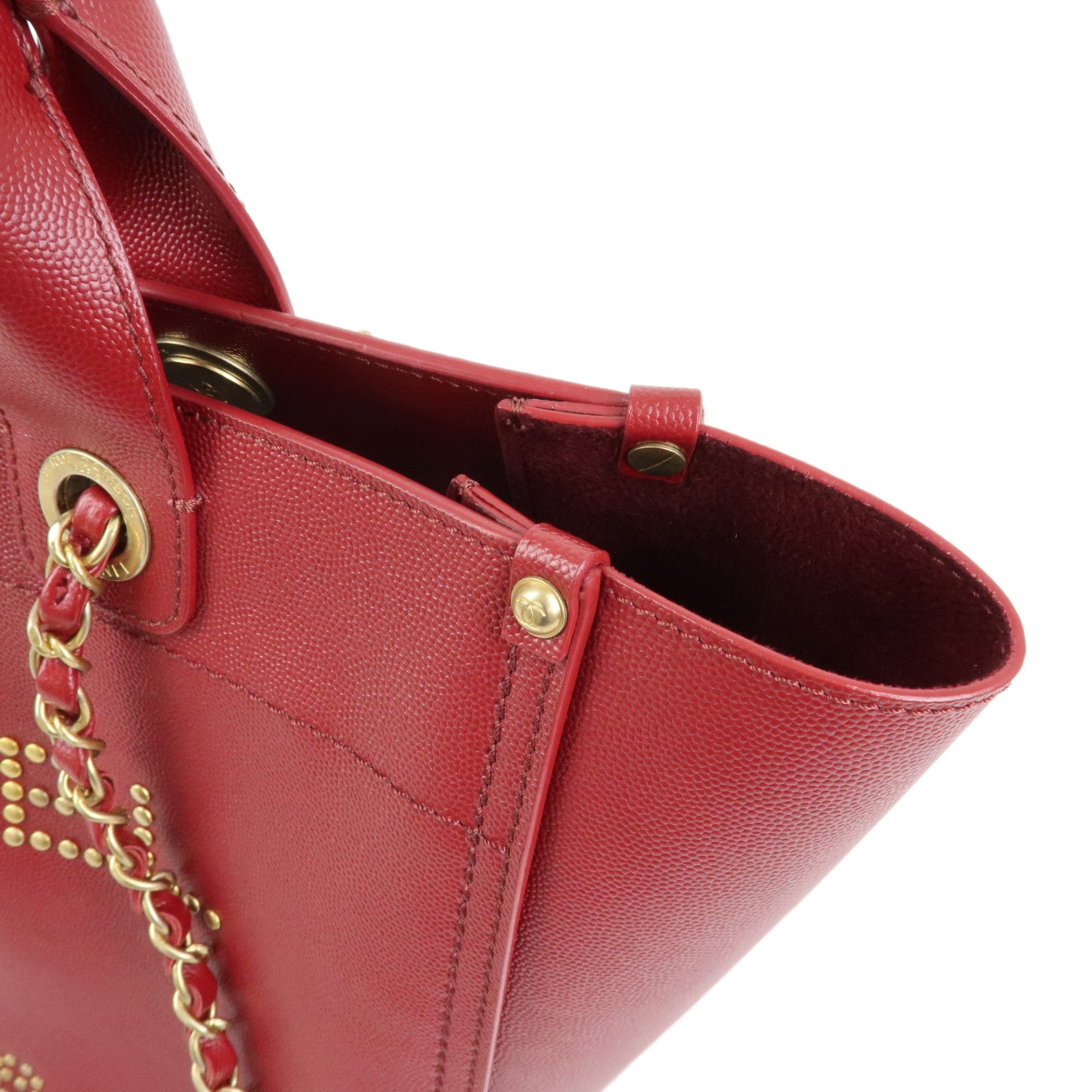 CHANEL Deauville Tote MM Caviarskin 2WAY Hand Bag Shoulder Bag A57069
