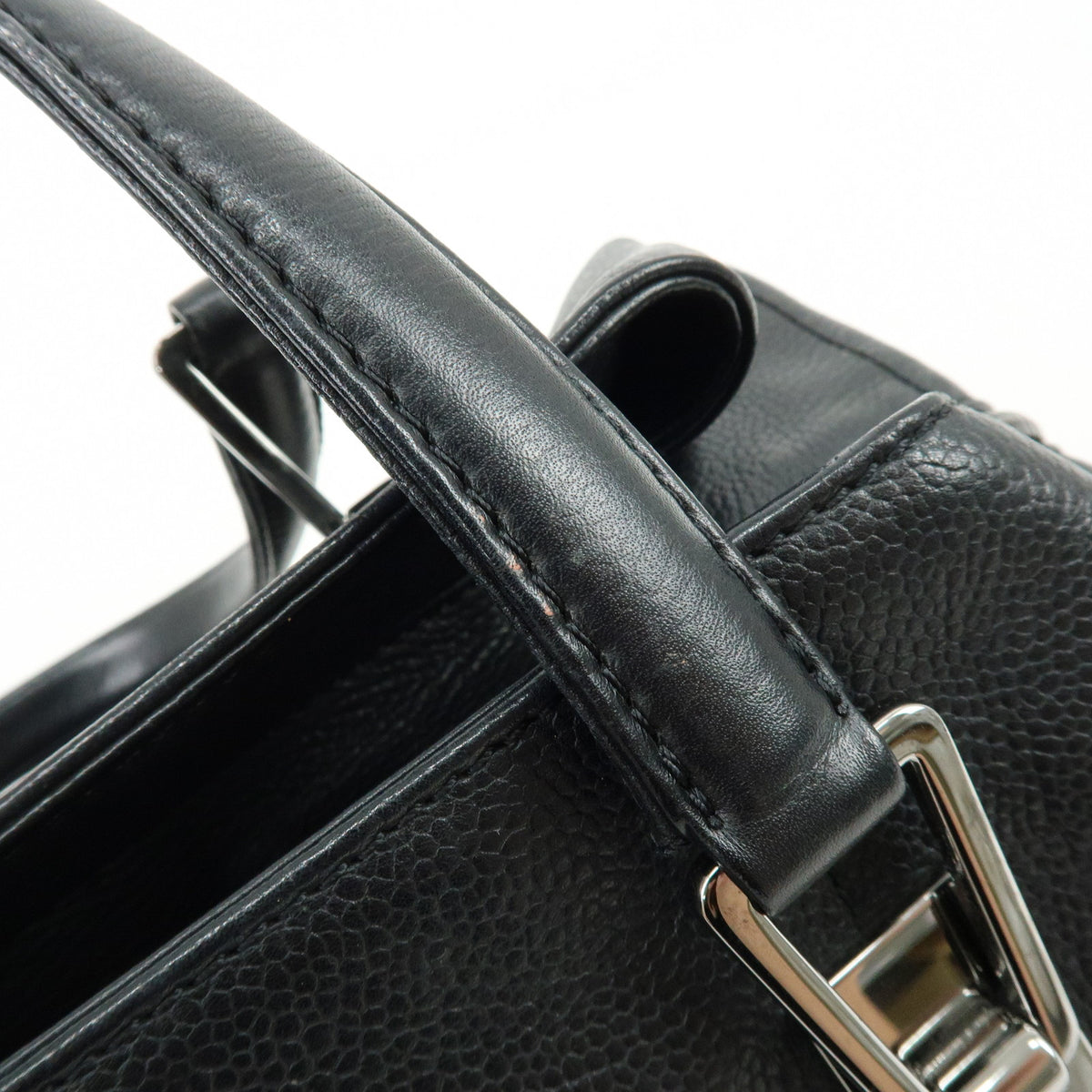 CHANEL Chocolate Bar COCO Mark Caviarskin Hand Bag Mini Boston Bag