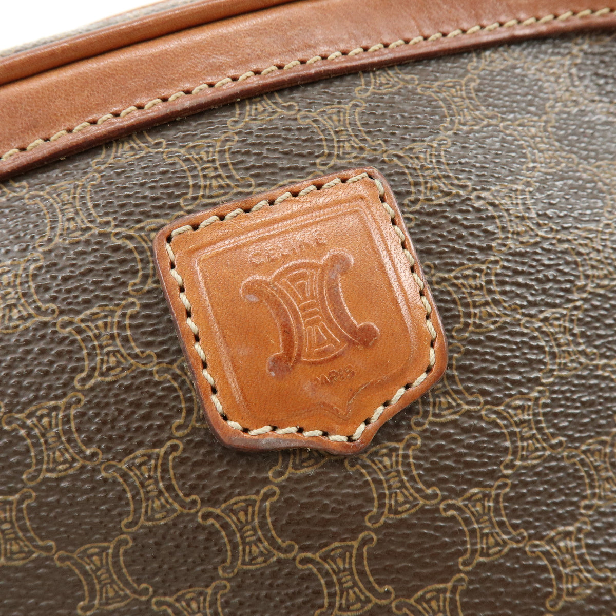 CELINE Macadam PVC Leather Shoulder Bag Crossbody Bag Brown
