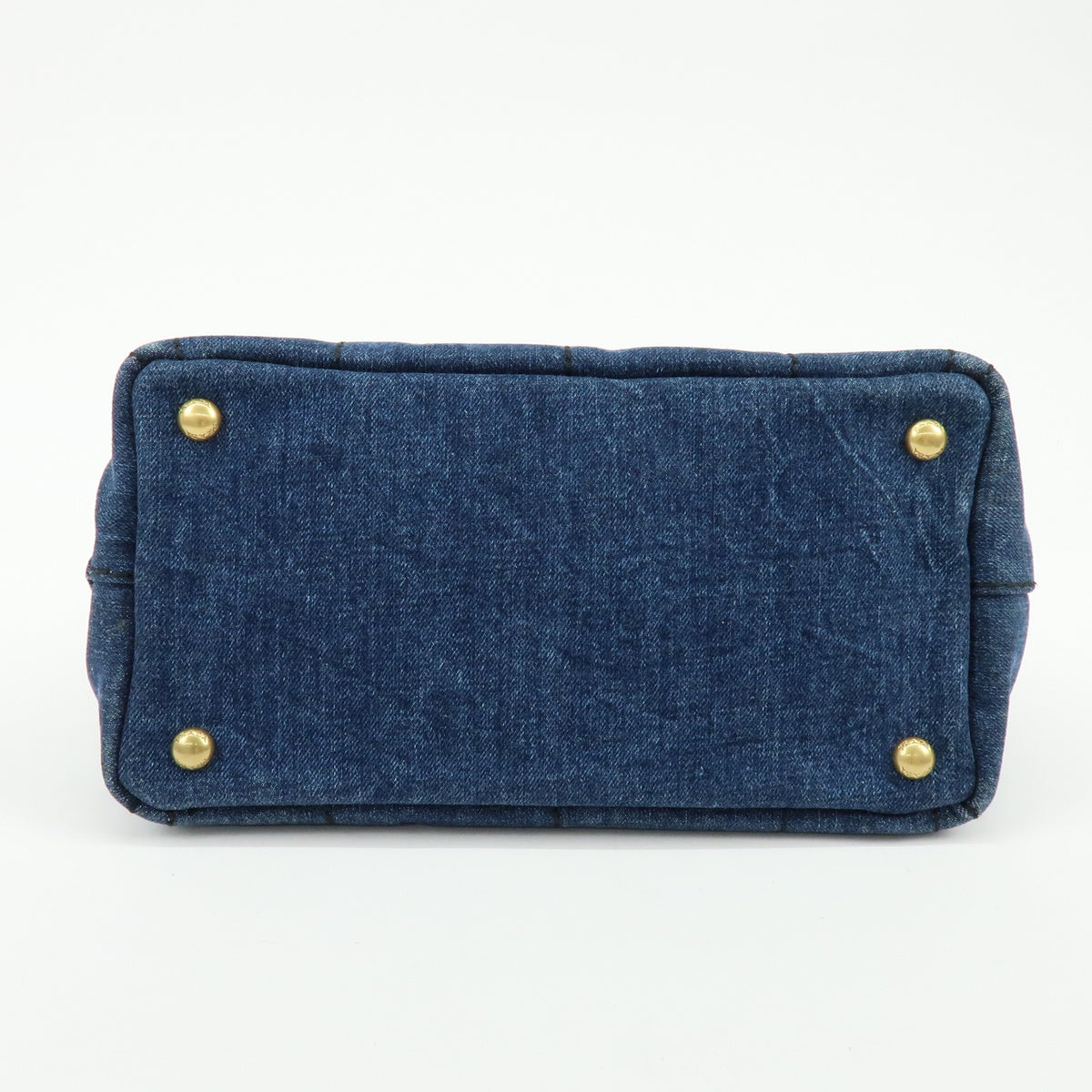 PRADA Canapa Mini Triangle Logo Denim 2Way Bag Hand Bag Blue 1BG439