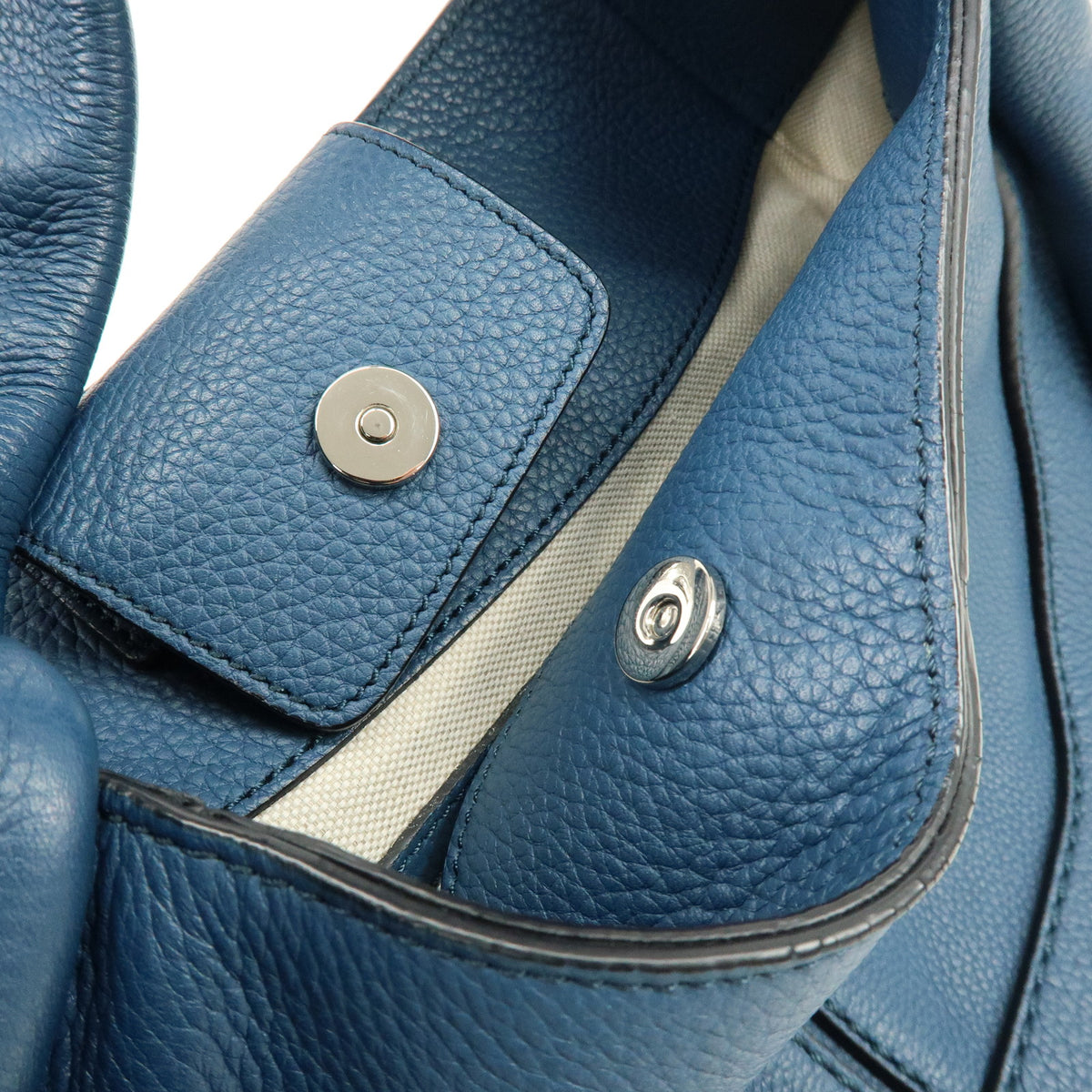 TOD'S Hobo Leather Shoulder Bag Hand Bag Blue