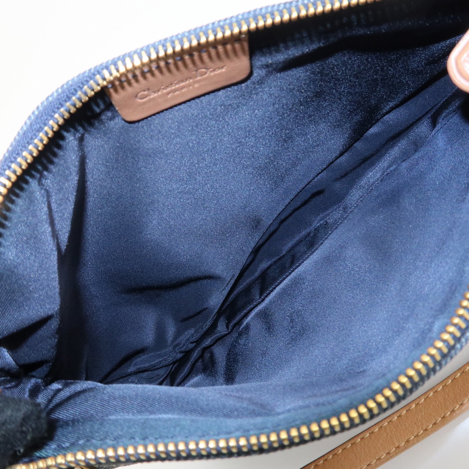 Christian Dior Saddle Pouch Denim Leather Hand Bag Shoulder Bag Indigo Used