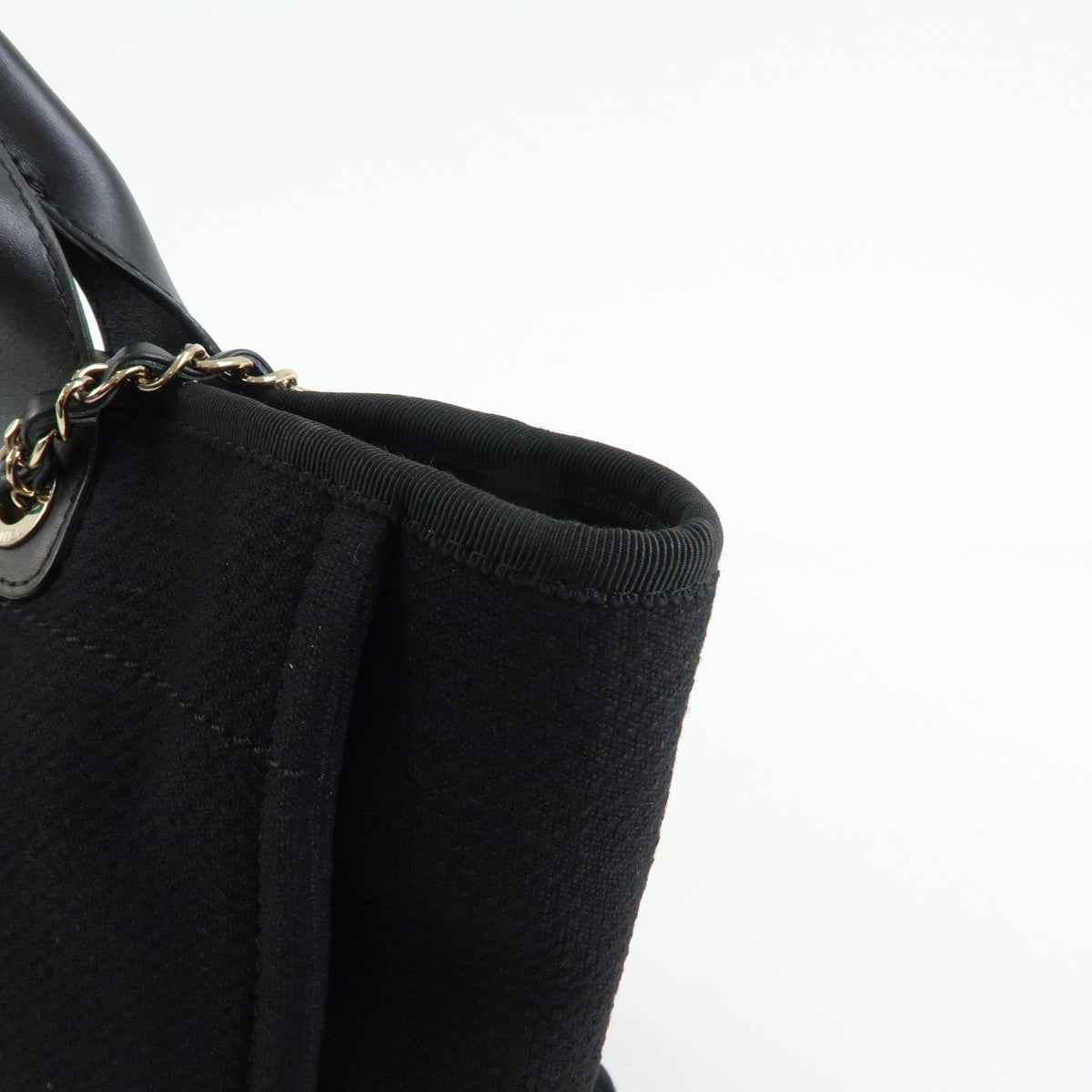 CHANEL Deauville Tote MM 2WAY Hand Bag Shoulder Bag Black A57069