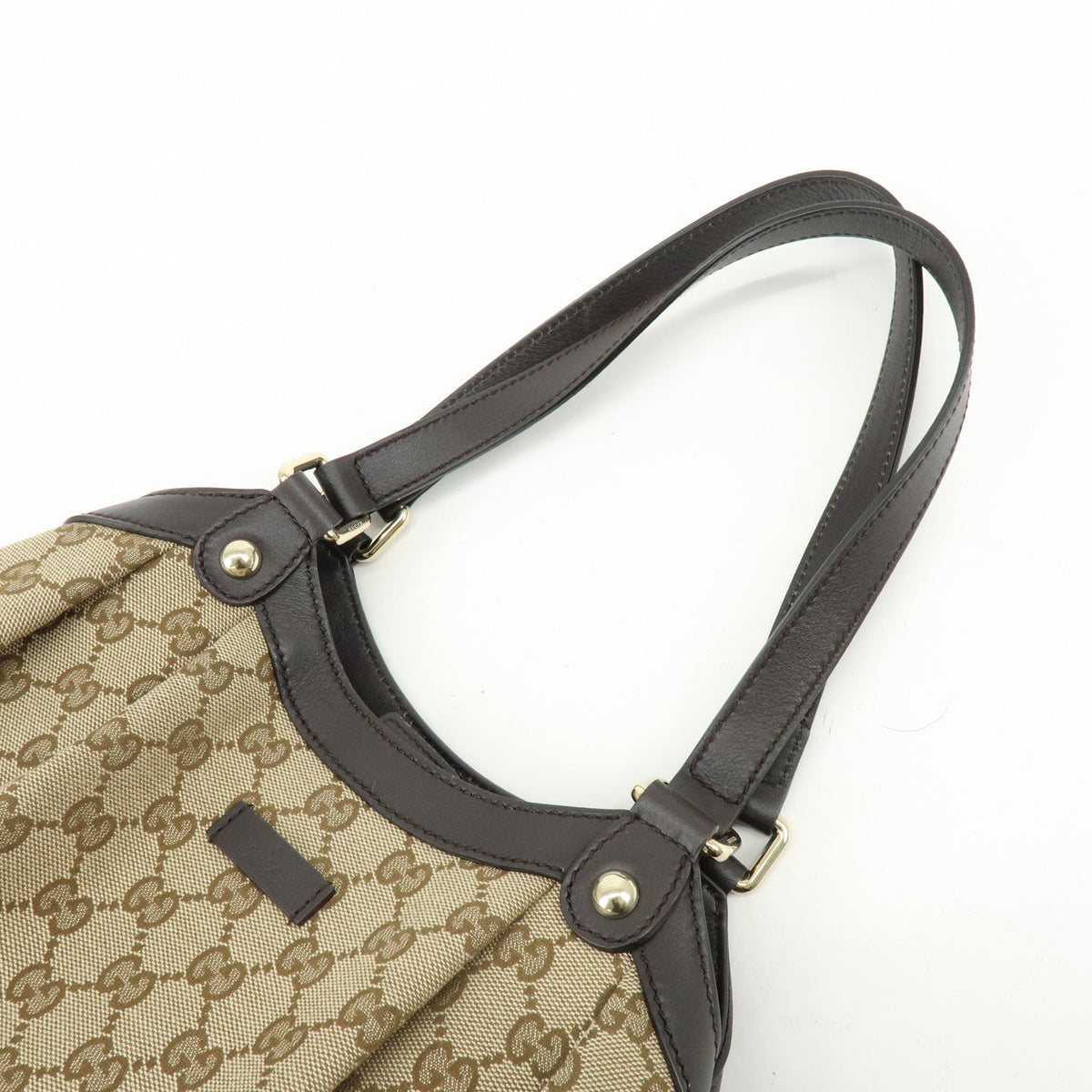 GUCCI GG Canvas Leather Hand Bag Shoulder Bag Toe Bag Brown 388919