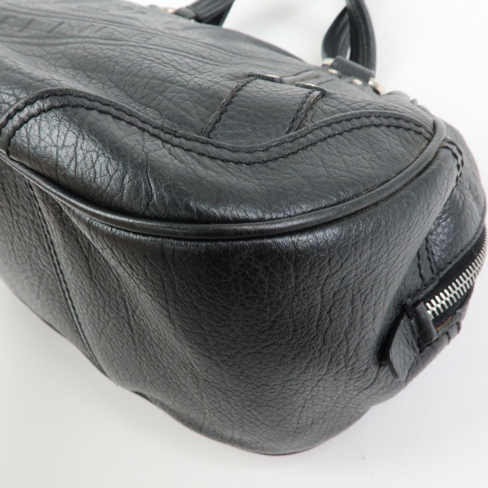 CELINE Macadam Leather Shoulder Bag Hand Bag Black
