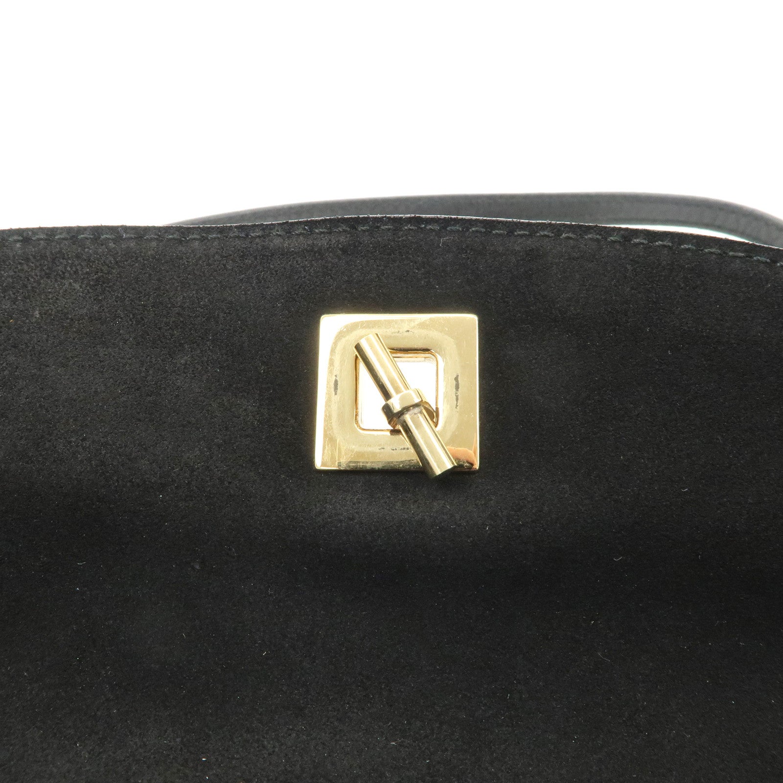 GUCCI Tigar Head Suede Leather Chain Shoulder Bag Black 001.4113 Used