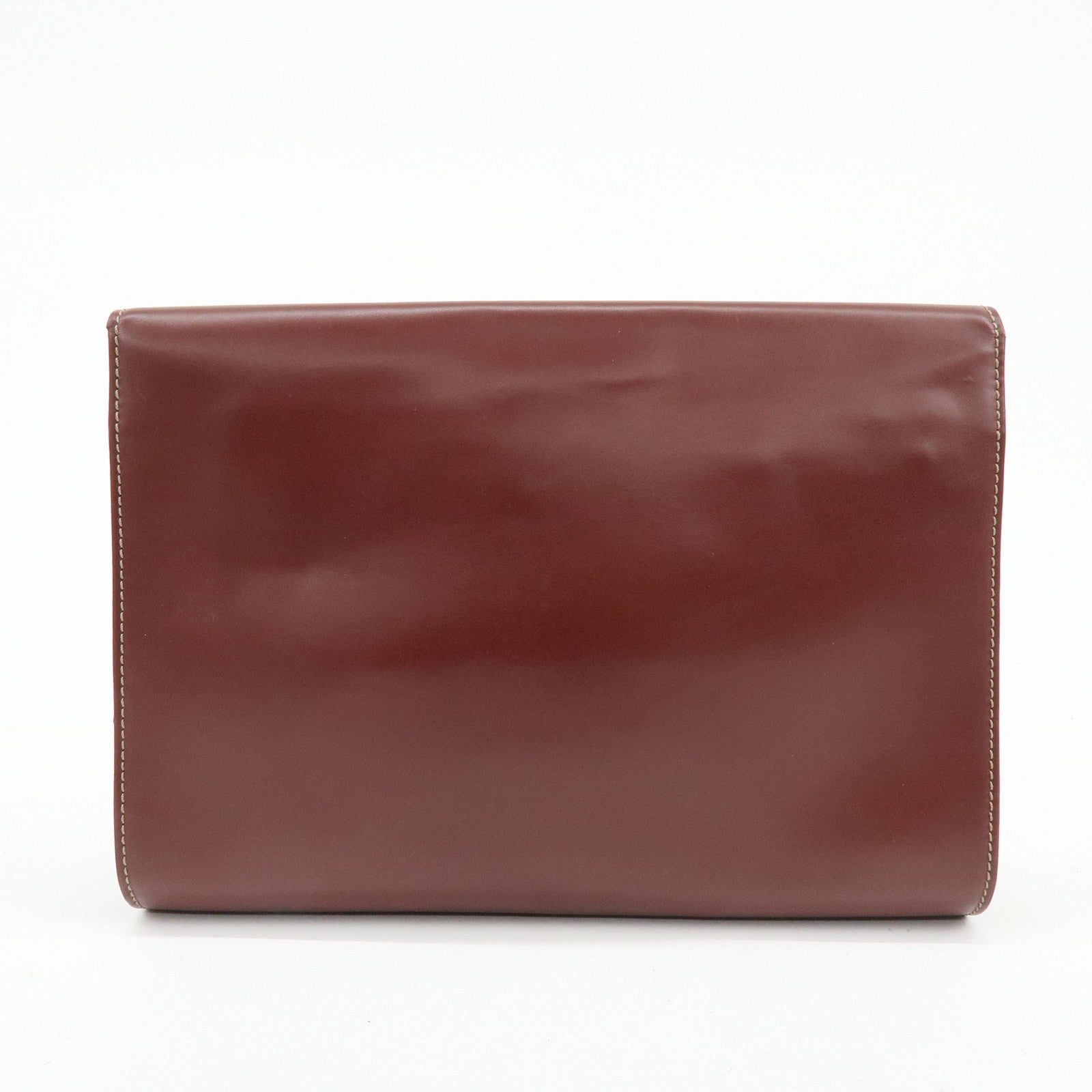 Cartier Must de Cartier Leather Clutch Bag Flat Pouch Bordeaux