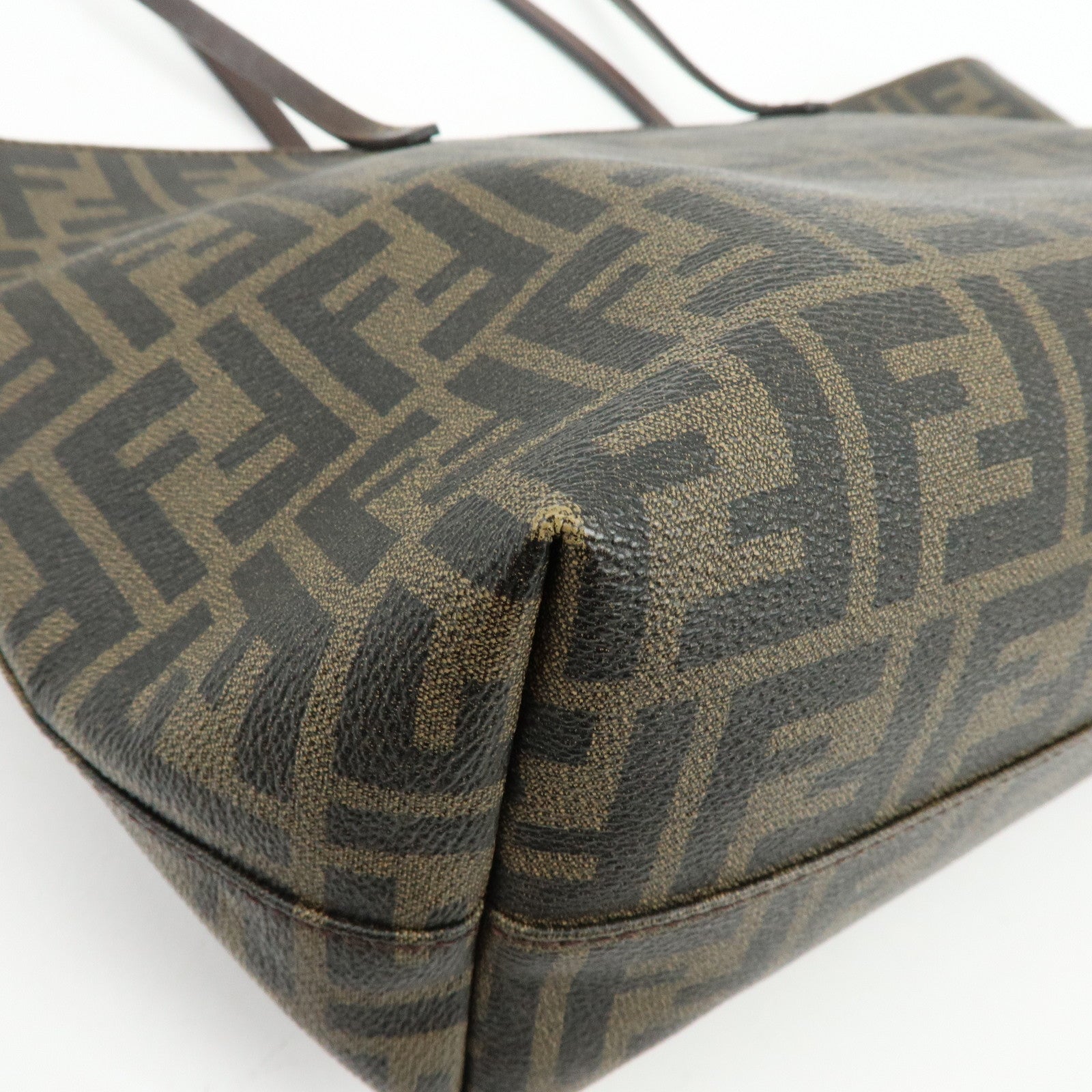 FENDI Zucca PVC Leather Tote Bag Shoulder Bag Brown 8BH198