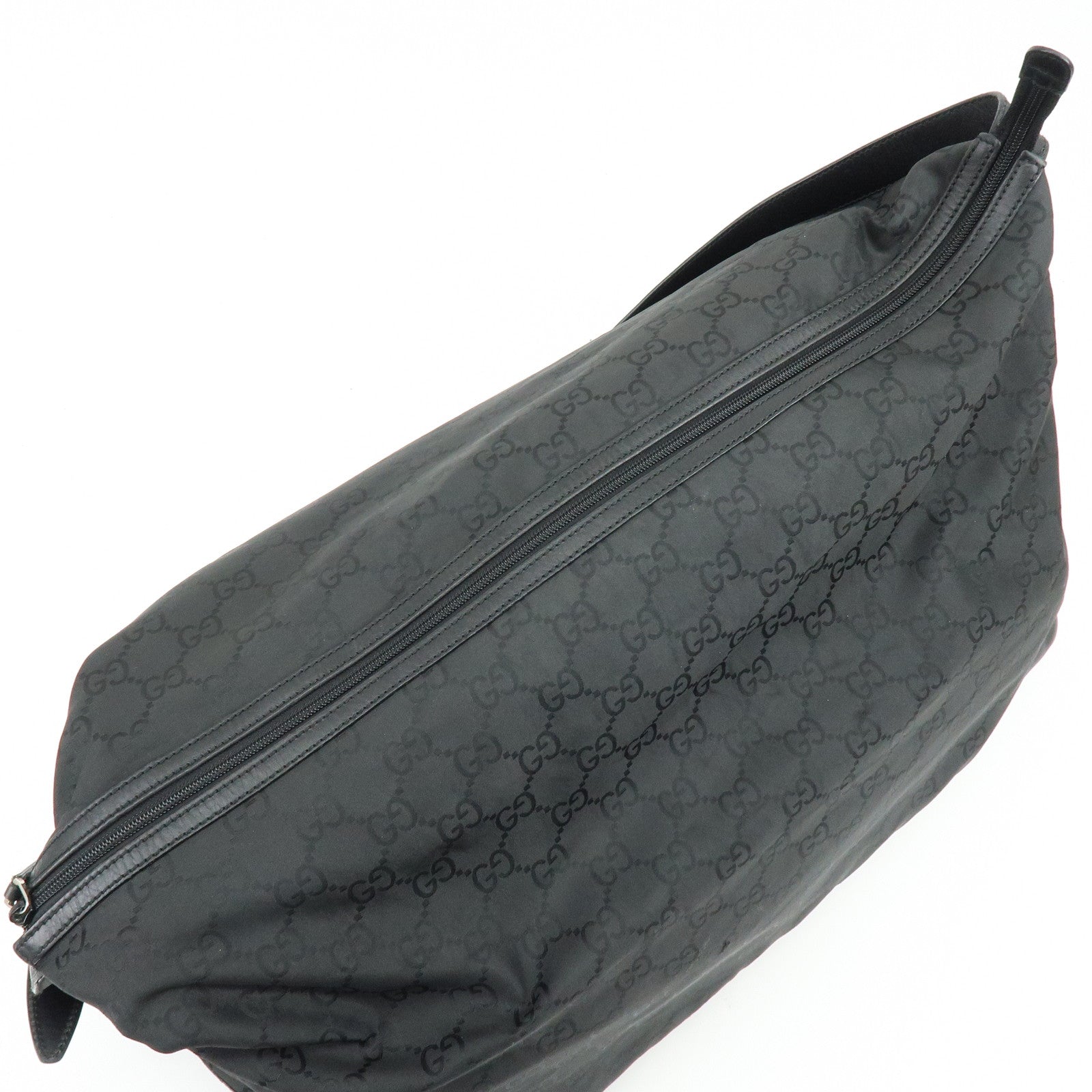GUCCI GG Monogram Nylon Leather Boston Bag Travel Bag Black 105669