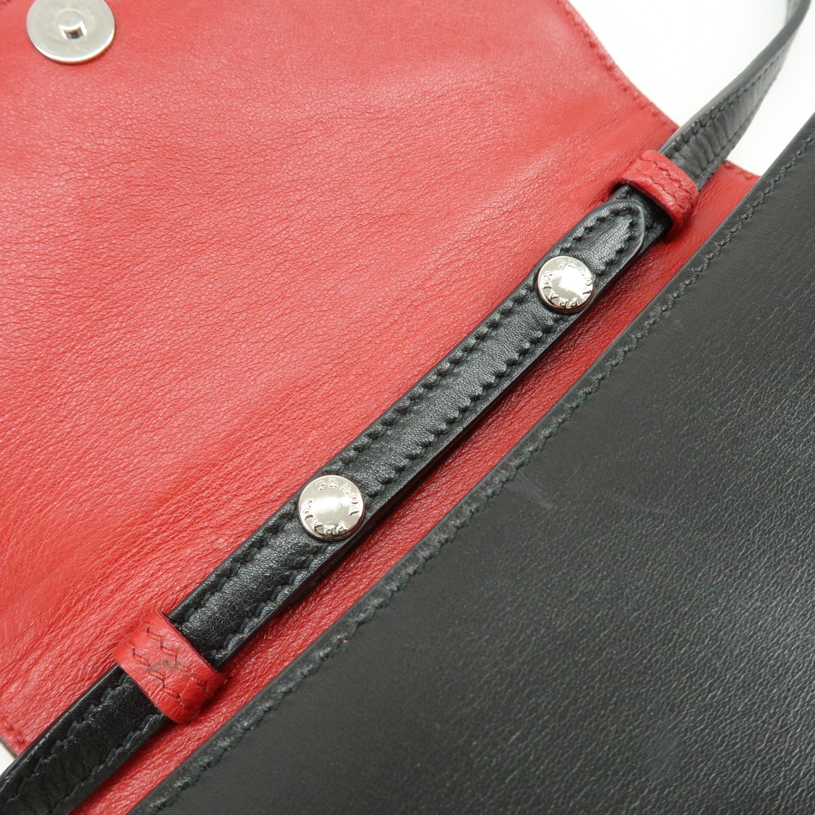 PRADA Leather 2Way Mini Shoulder Crossbody Bag Clutch Bag Black BT1031