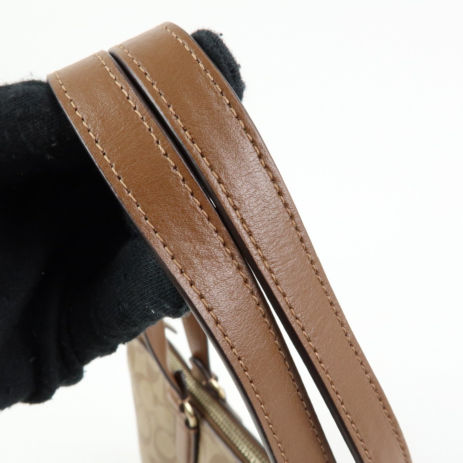 COACH Signature PVC Leather Tote Bag Hand Bag Brown F29208