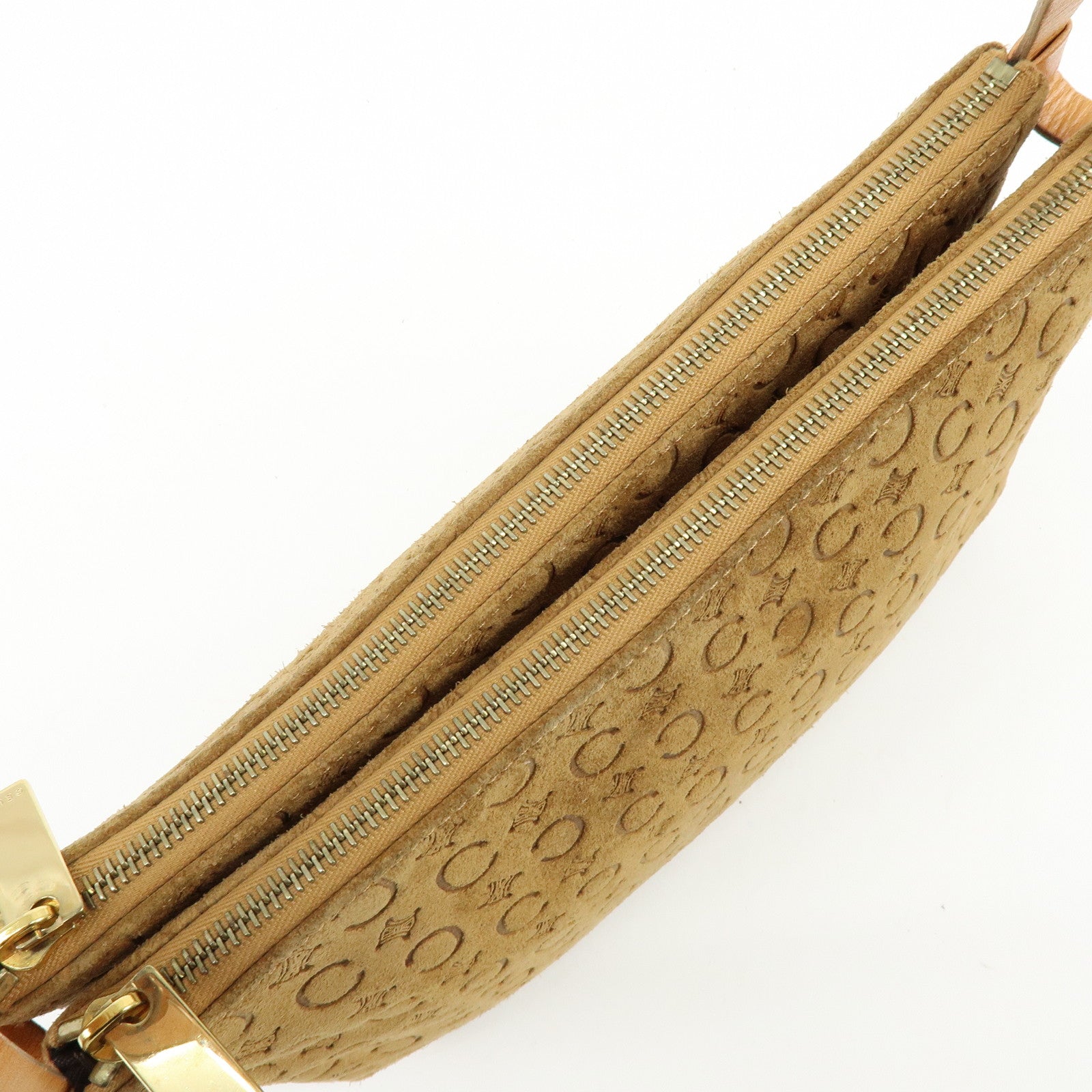 CELINE C Macadam Suede Leather Shoulder Bag Hand Bag Brown