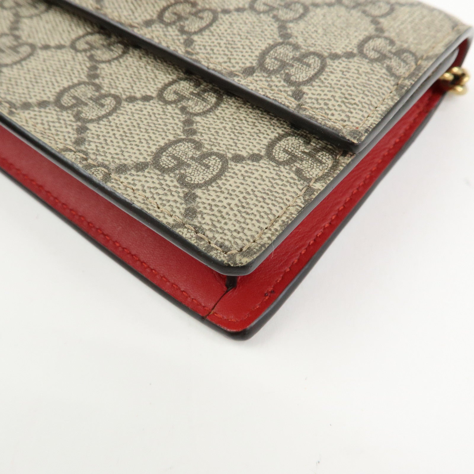 GUCCI Interlocking G GG Supreme Leather Chain Shoulder Bag Beige 481291