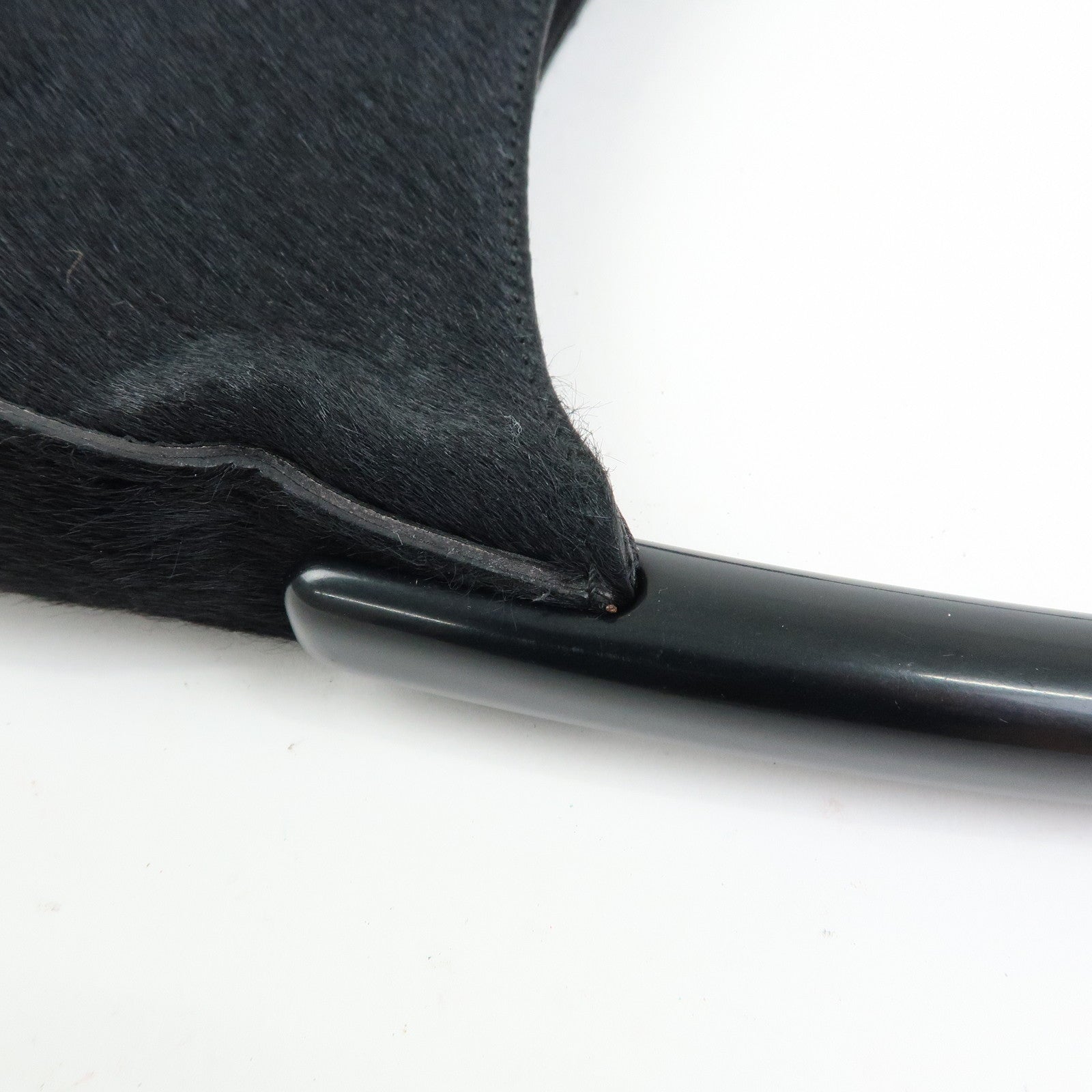 PRADA Triangle Logo Unborn Calf Shoulder Bag Black B8456