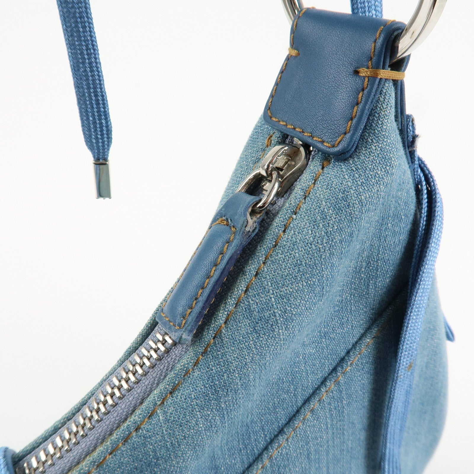 Christian Dior Admit It Denim Leather Shoulder Bag Light Blue Used