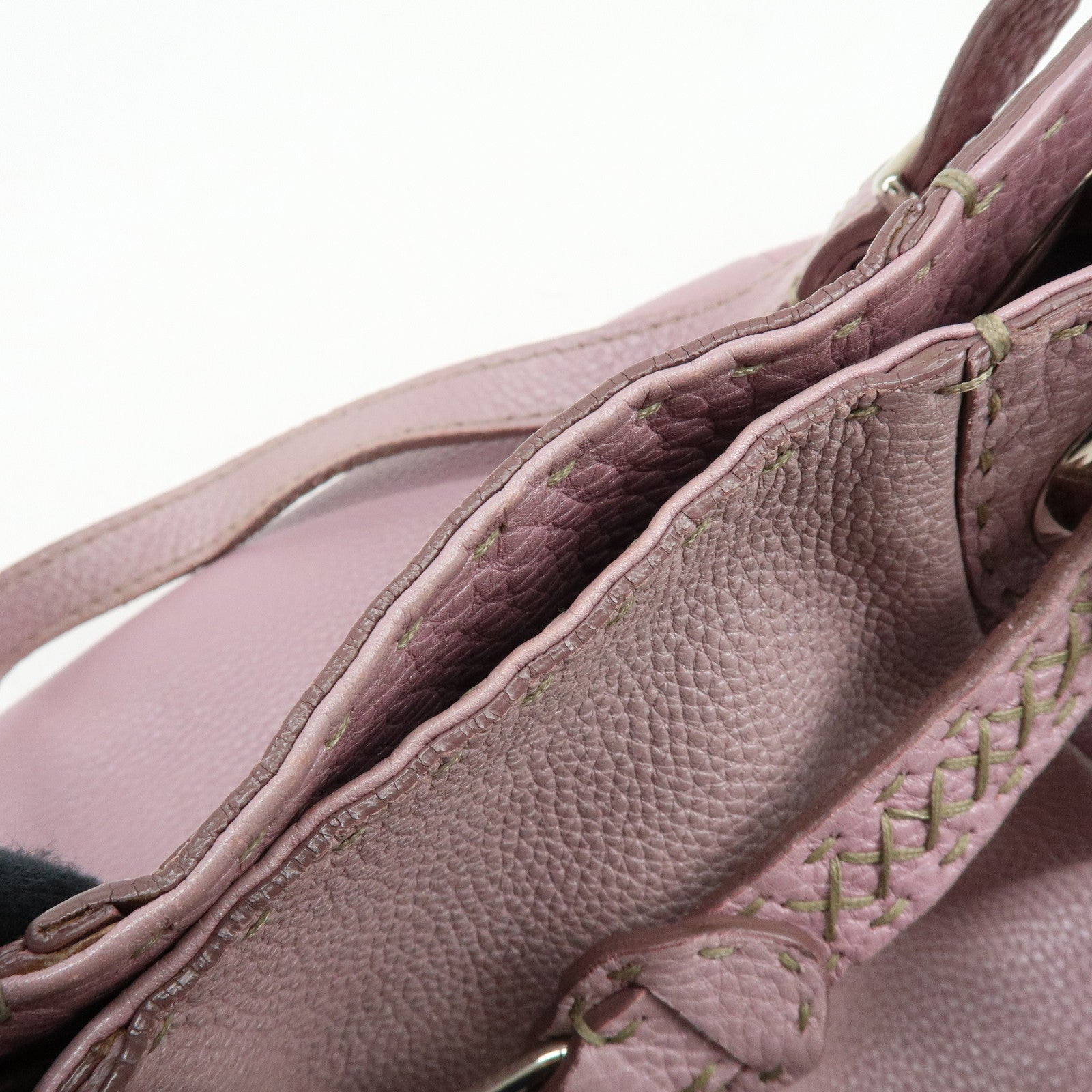 FENDI Selleria Leather Shoulder Bag Hand Bag Purple 8BR595